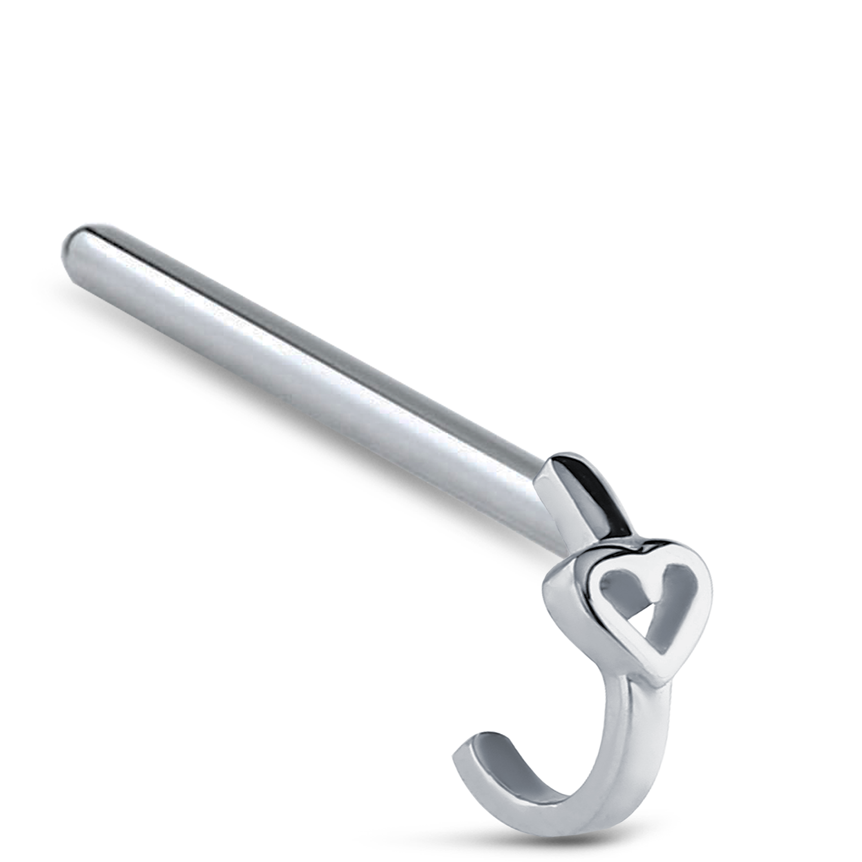 Hollow Heart Nose Hugger Stud 316L Surgical Steel 20G