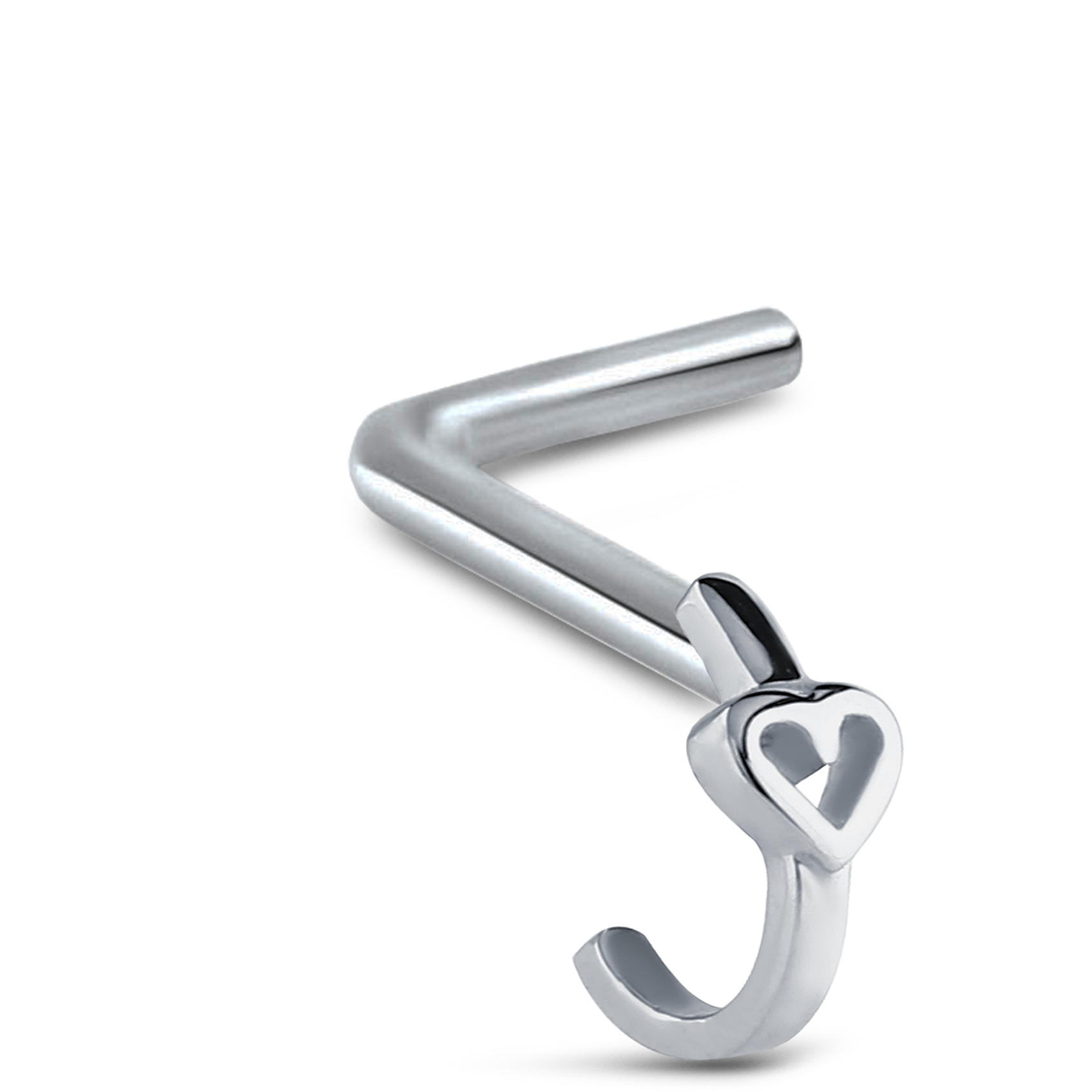 Hollow Heart Nose Hugger Stud 316L Surgical Steel 20G