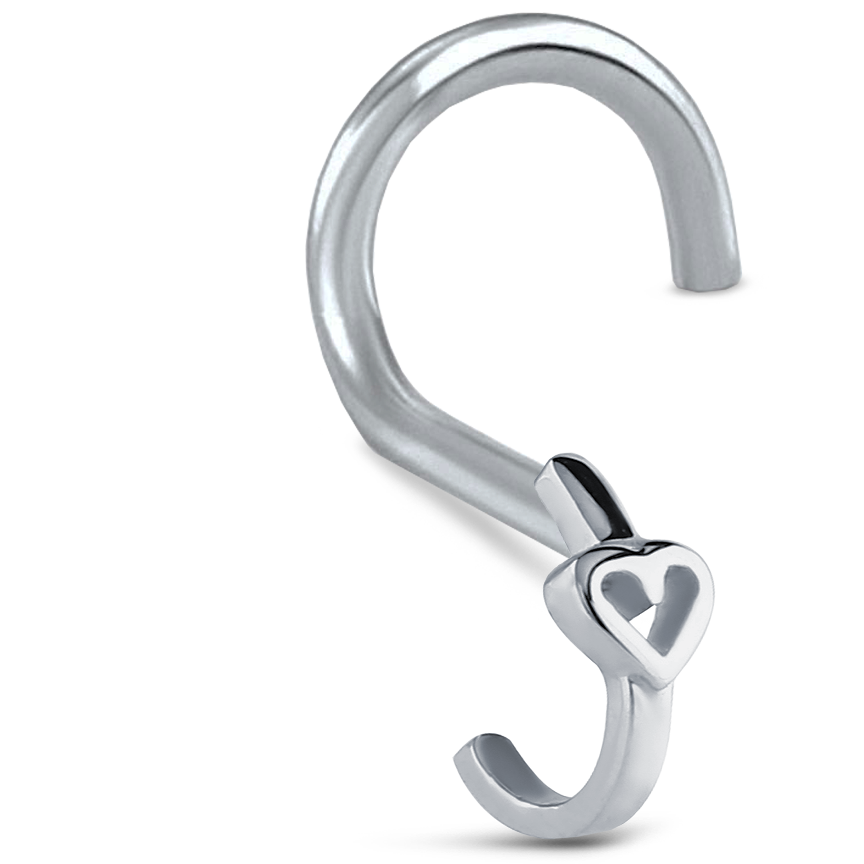 Hollow Heart Nose Hugger Stud 316L Surgical Steel 20G
