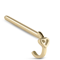 Surgical Steel Zircon Colored Nose Hugger 15mm Straight Featuring a hollow Heart design