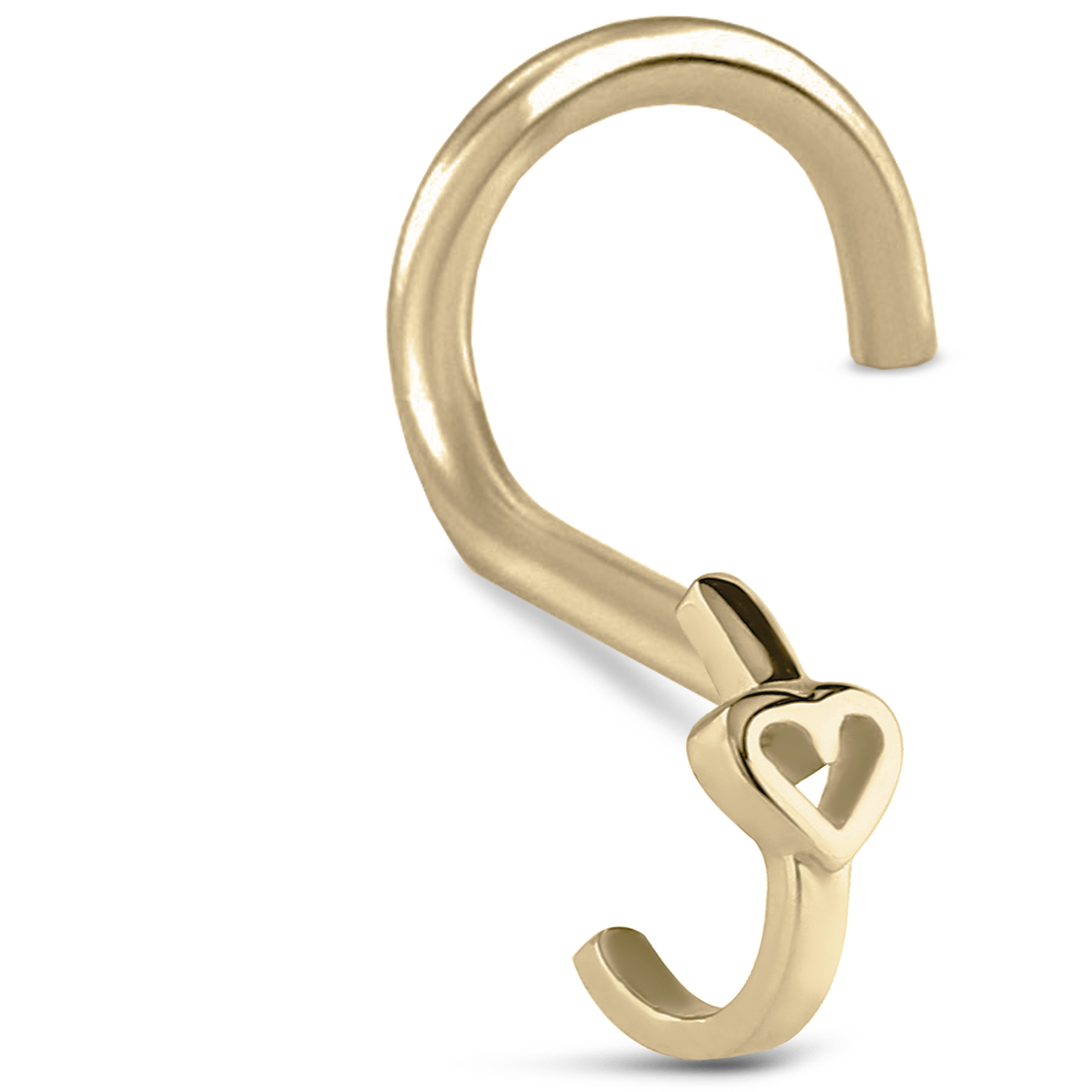 Hollow Heart Nose Hugger Stud 316L Surgical Steel 20G