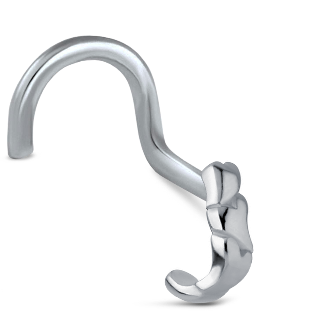 Surgical Steel Nose Hugger Right Nose Screw Featuring a triple stacked Heart design