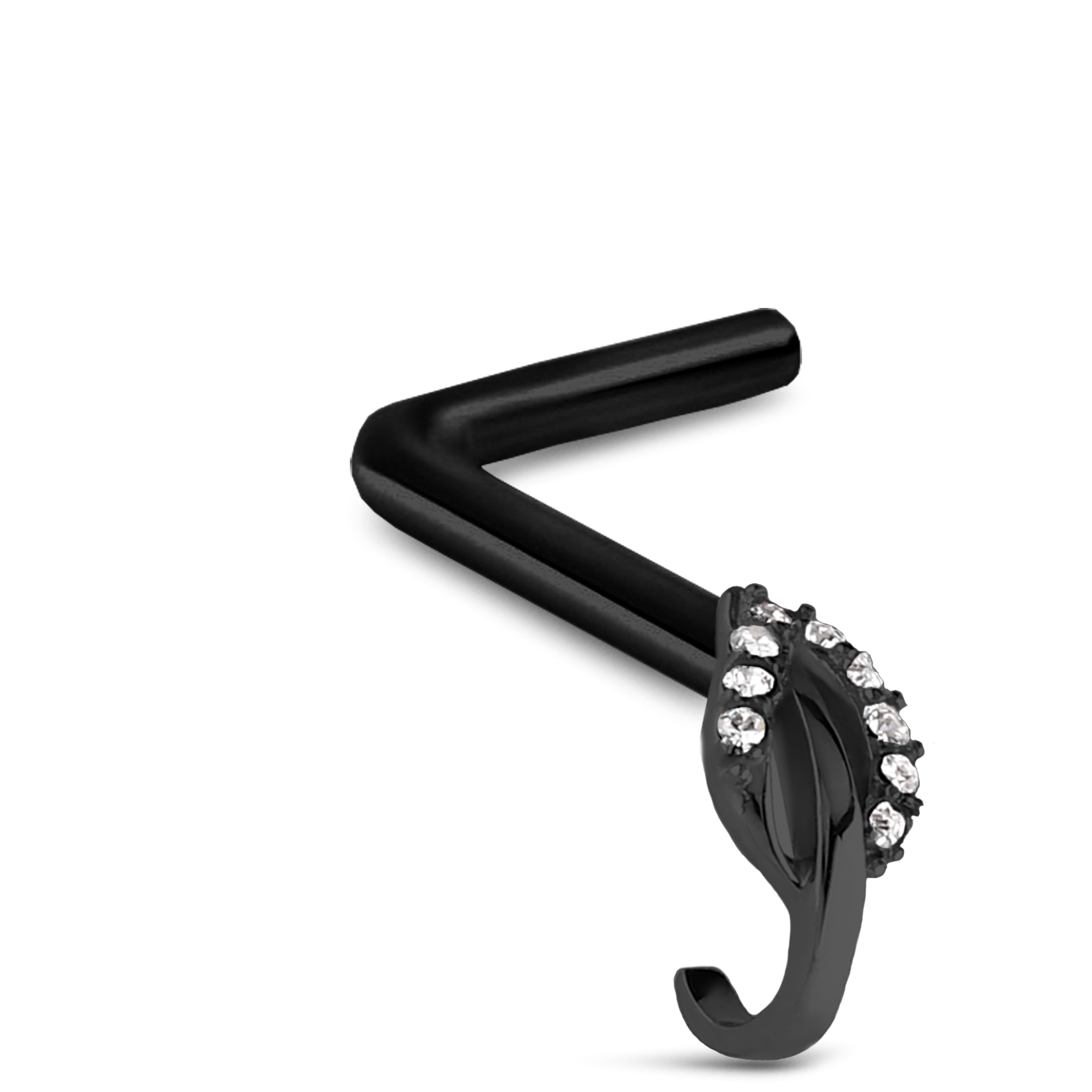 Leaf CZ Nose Hugger Stud 316L Surgical Steel 20G