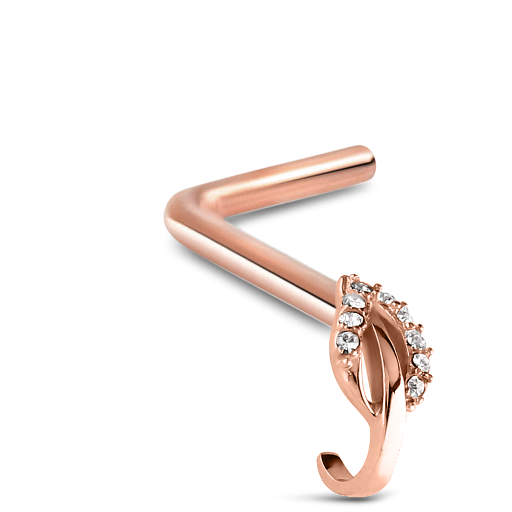 Leaf CZ Nose Hugger Stud 316L Surgical Steel 20G