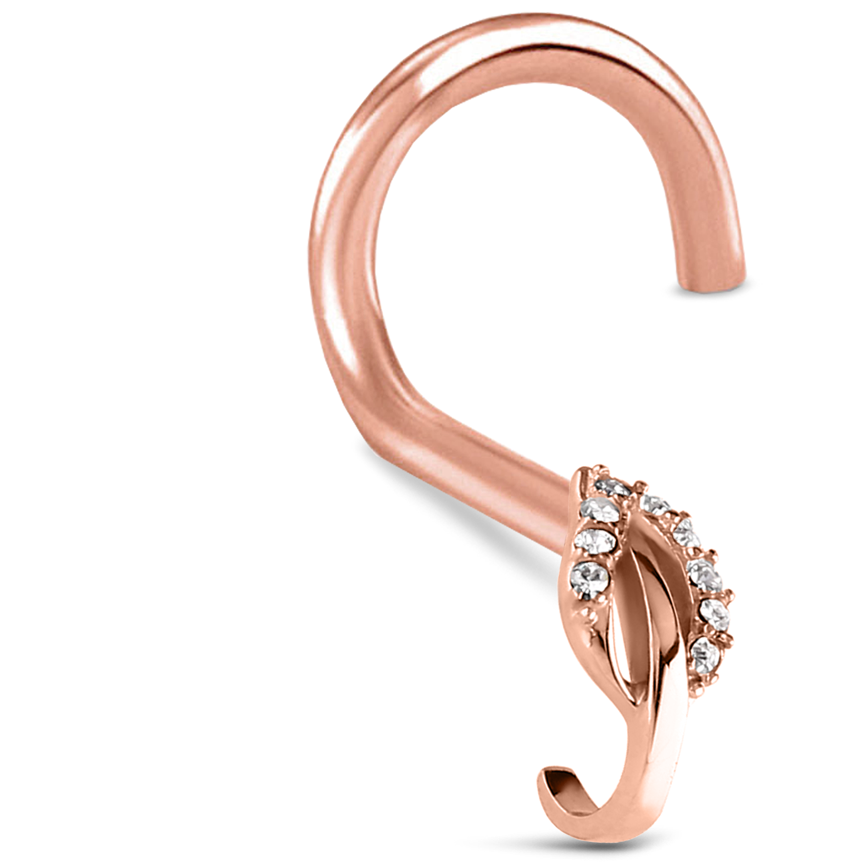 Leaf CZ Nose Hugger Stud 316L Surgical Steel 20G