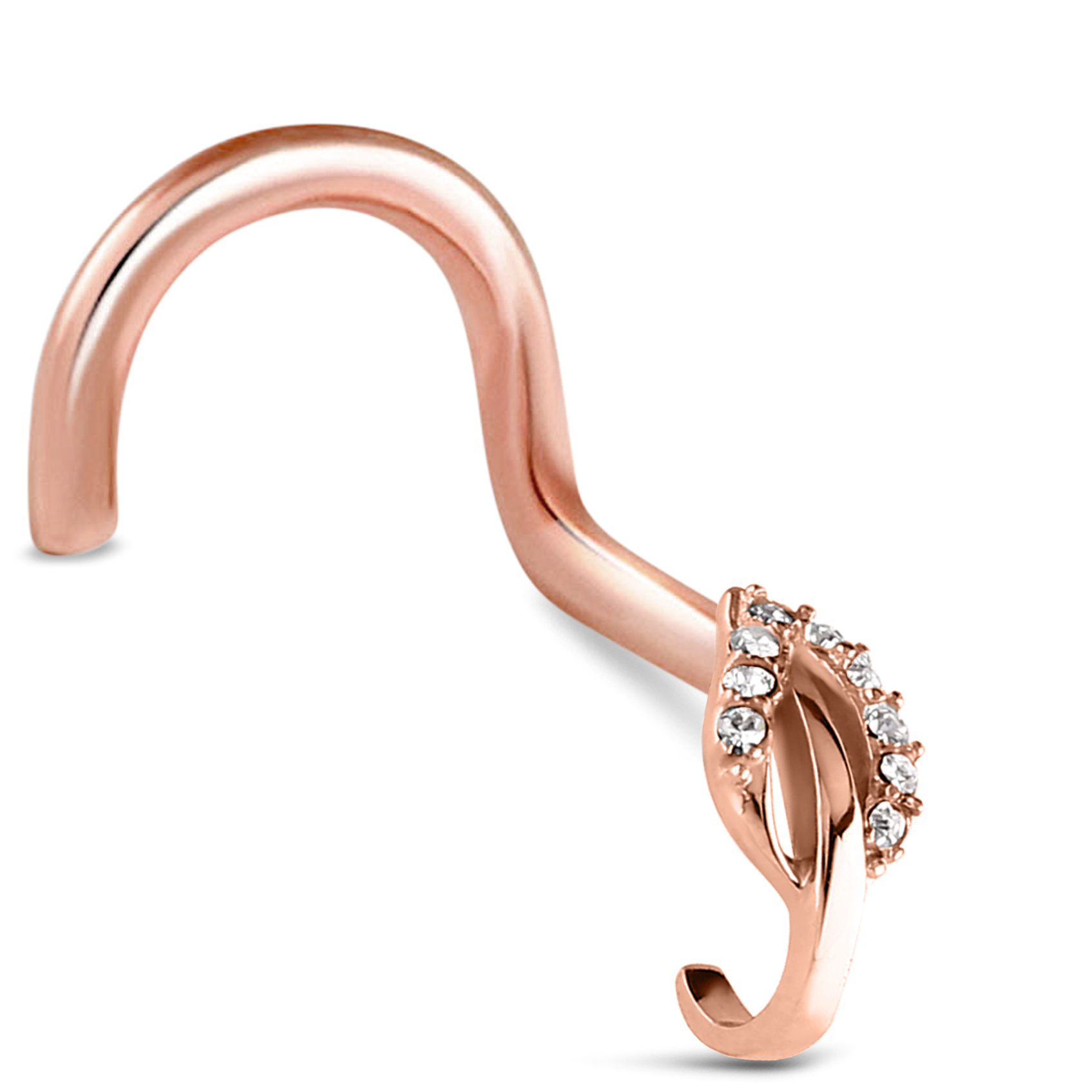 Leaf CZ Nose Hugger Stud 316L Surgical Steel 20G