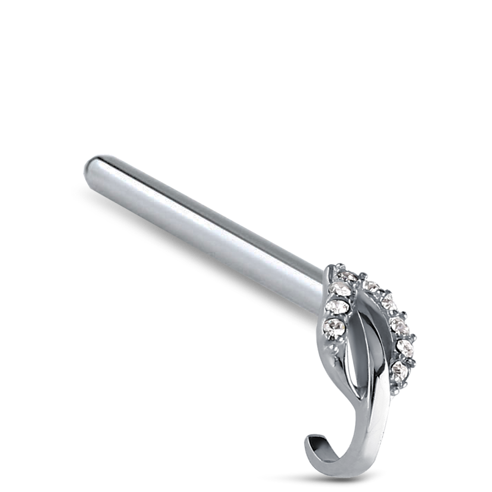 Leaf CZ Nose Hugger Stud 316L Surgical Steel 20G