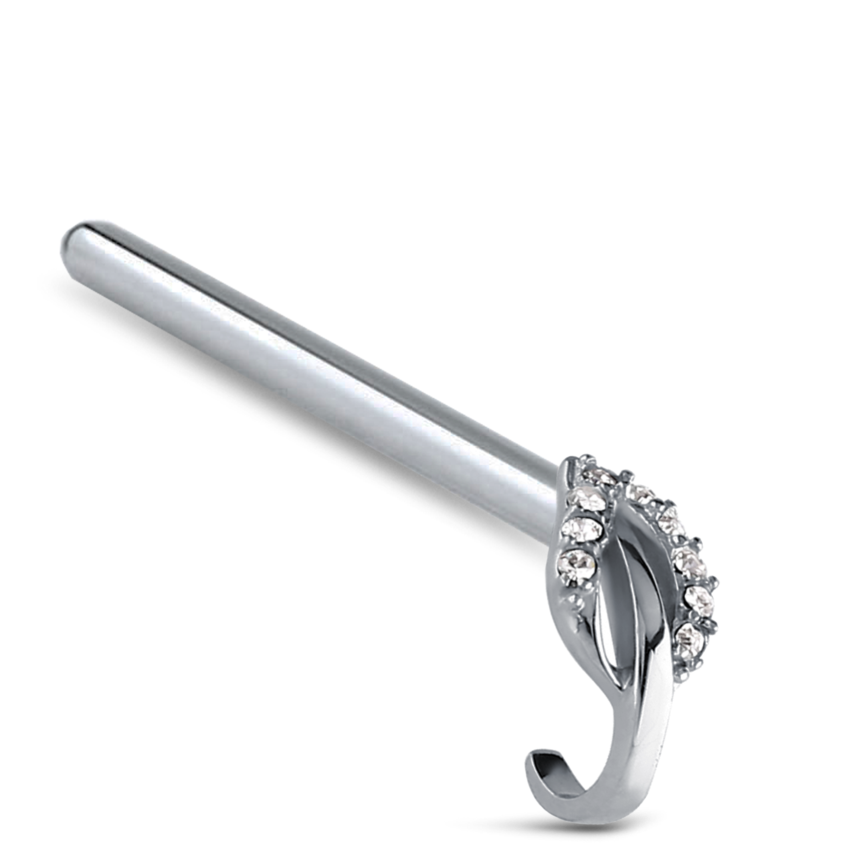 Leaf CZ Nose Hugger Stud 316L Surgical Steel 20G