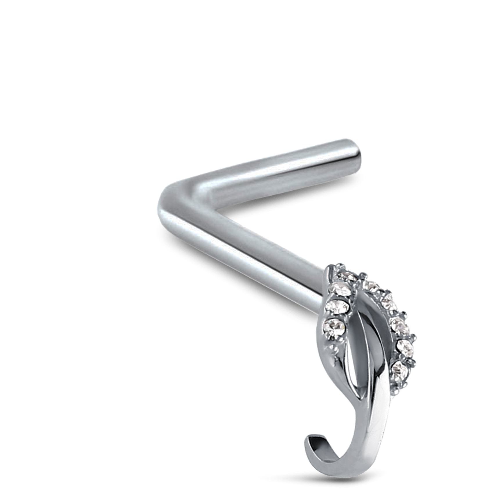 Leaf CZ Nose Hugger Stud 316L Surgical Steel 20G