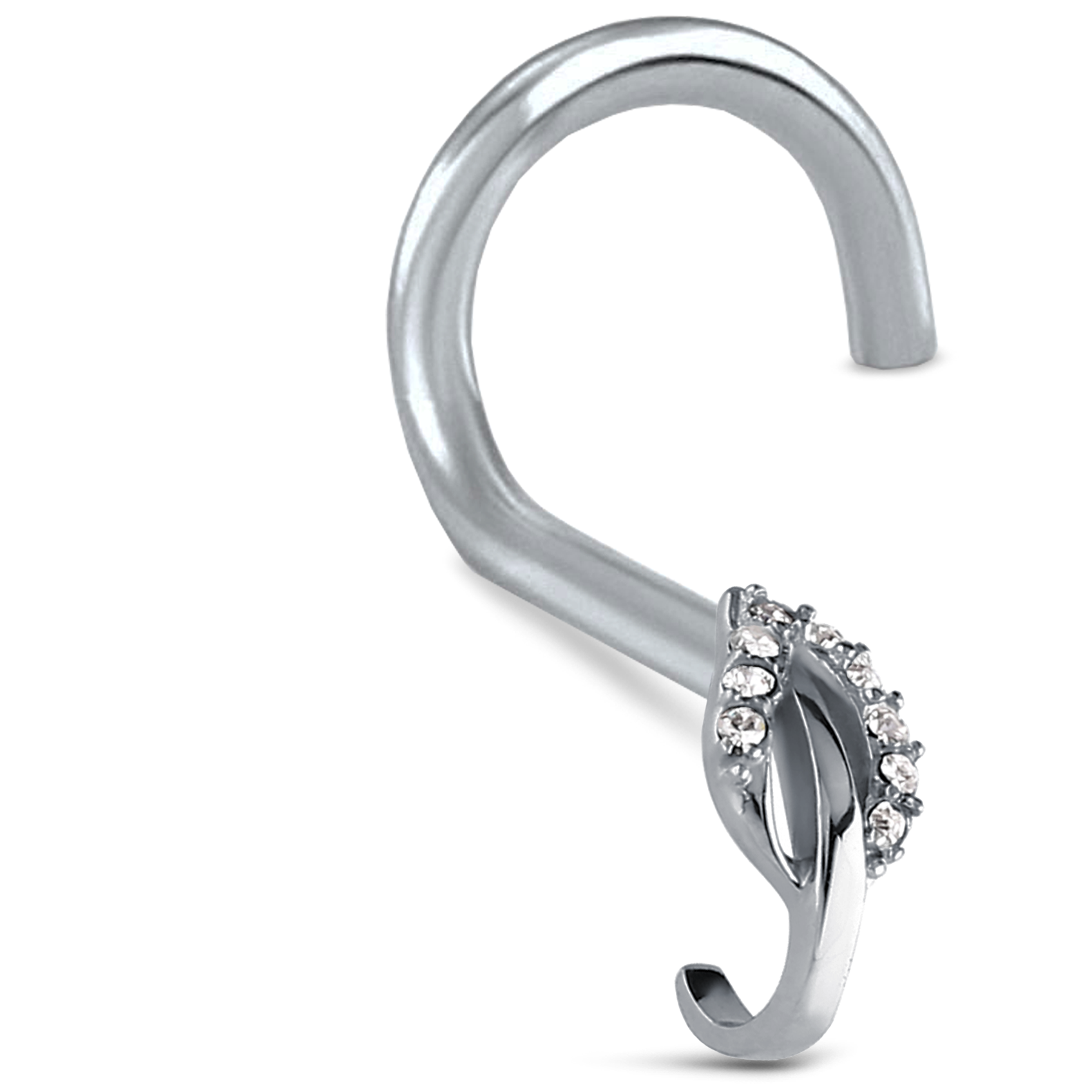Leaf CZ Nose Hugger Stud 316L Surgical Steel 20G