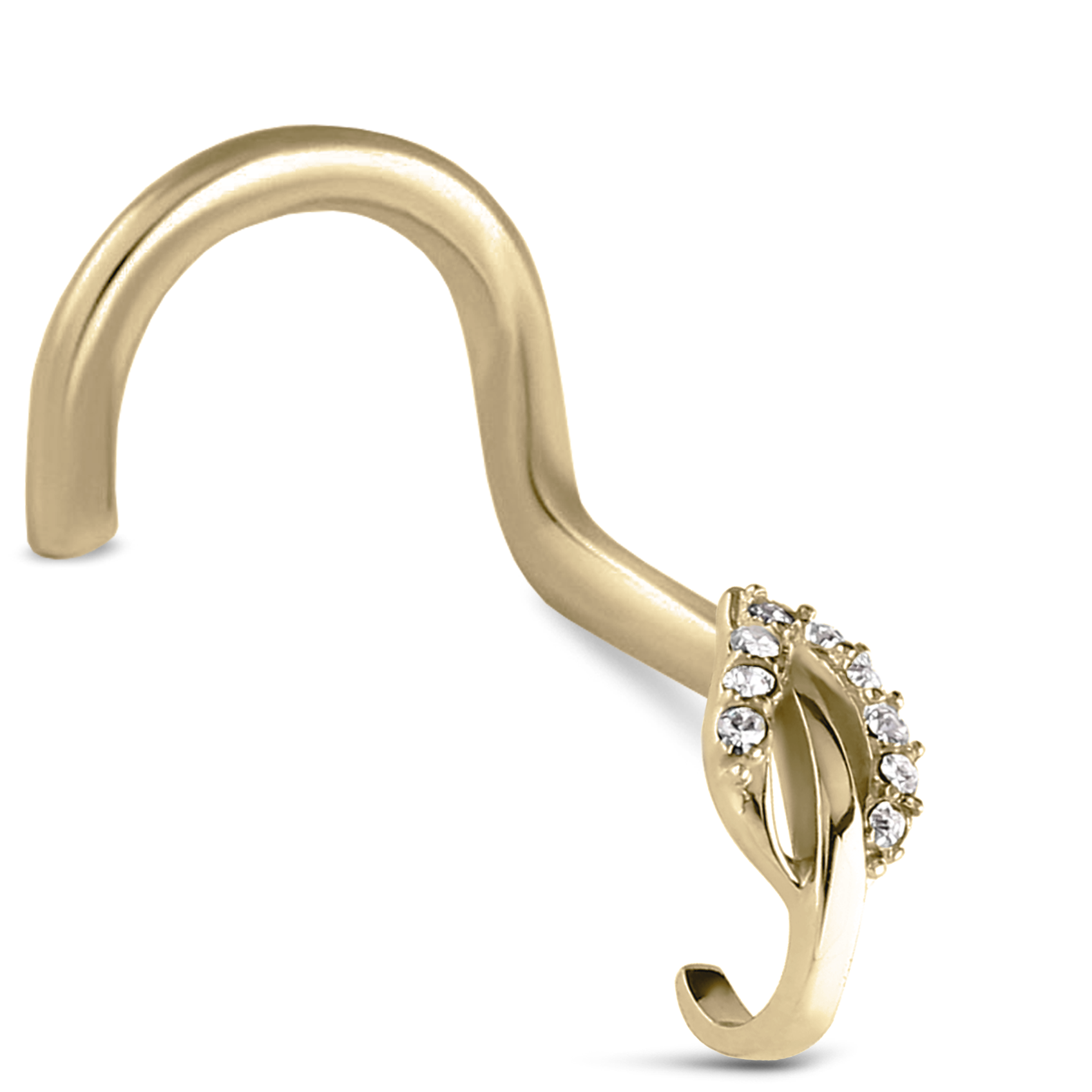 Leaf CZ Nose Hugger Stud 316L Surgical Steel 20G