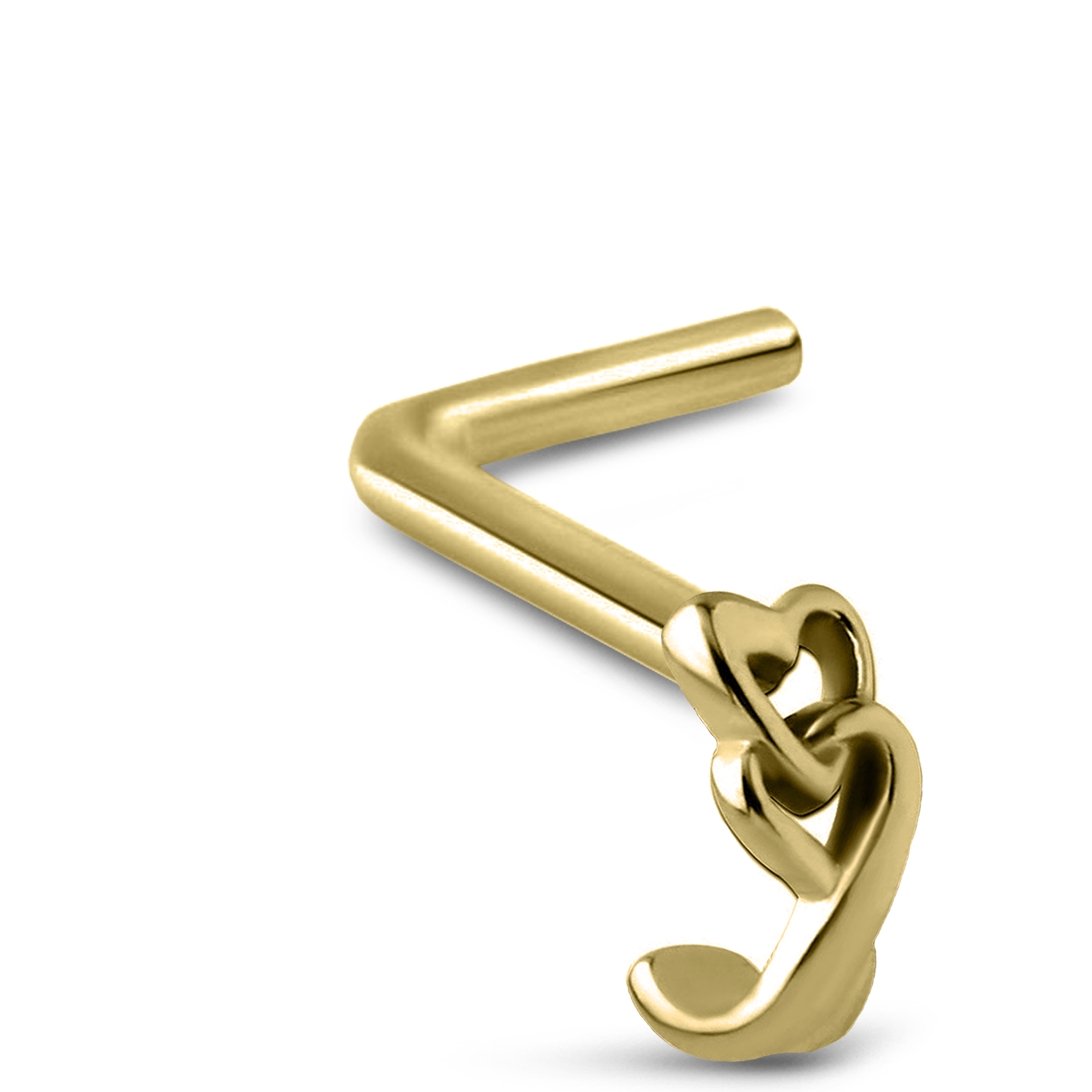 Linked Hearts Nose Hugger Stud 316L Surgical Steel 20G