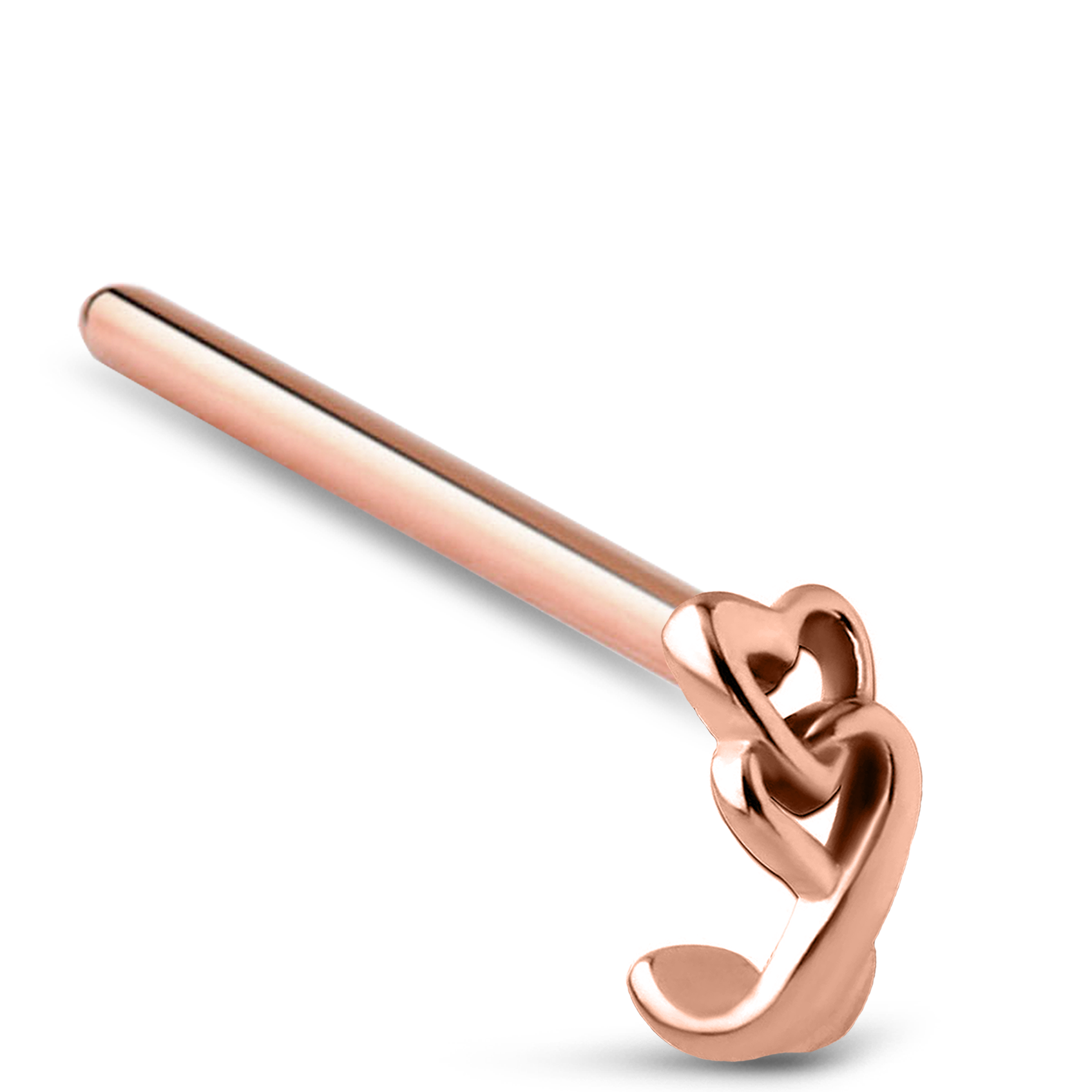 Linked Hearts Nose Hugger Stud 316L Surgical Steel 20G