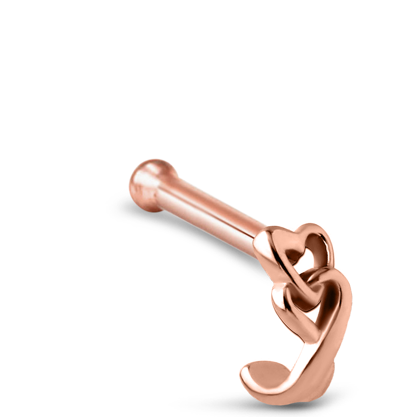 Linked Hearts Nose Hugger Stud 316L Surgical Steel 20G