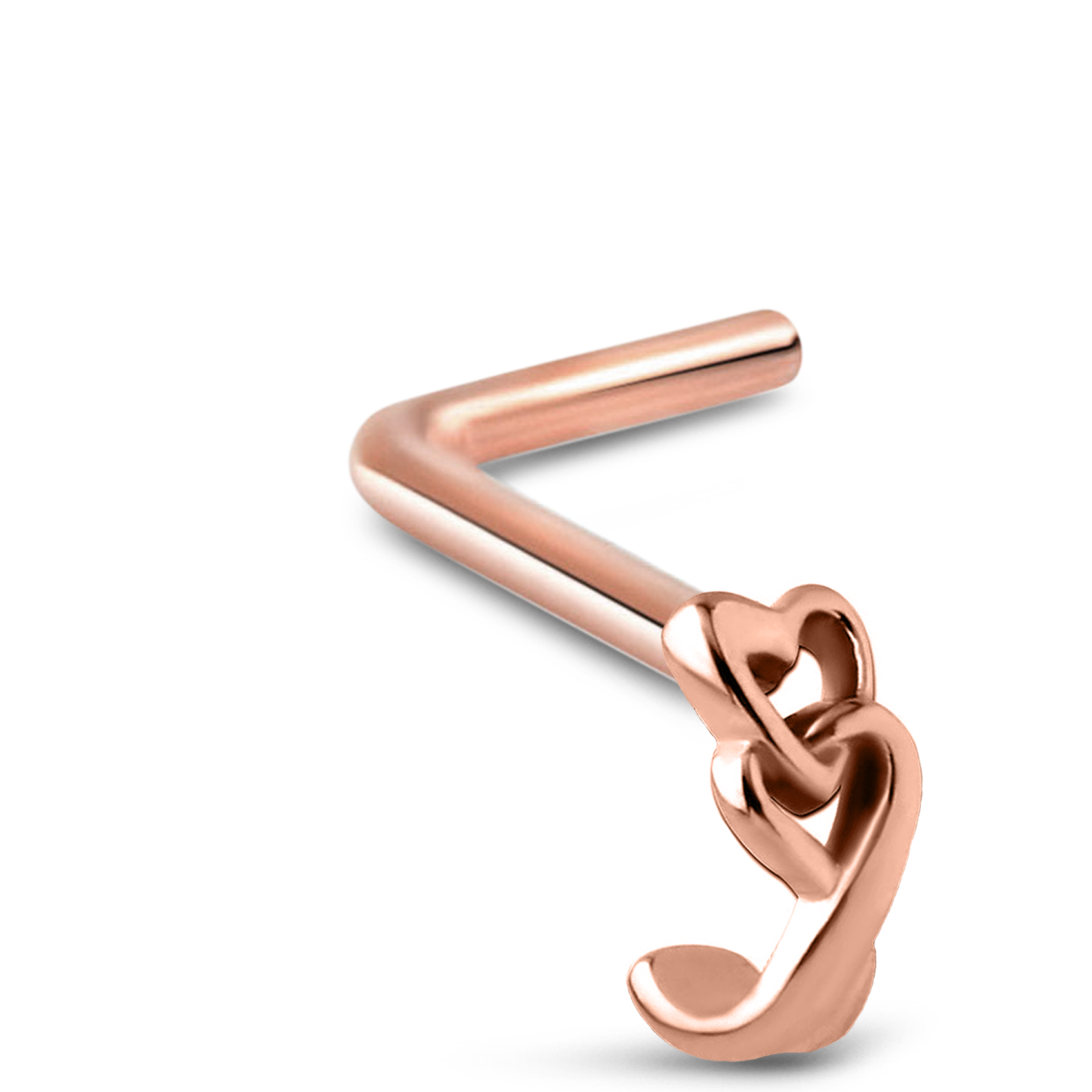 Linked Hearts Nose Hugger Stud 316L Surgical Steel 20G
