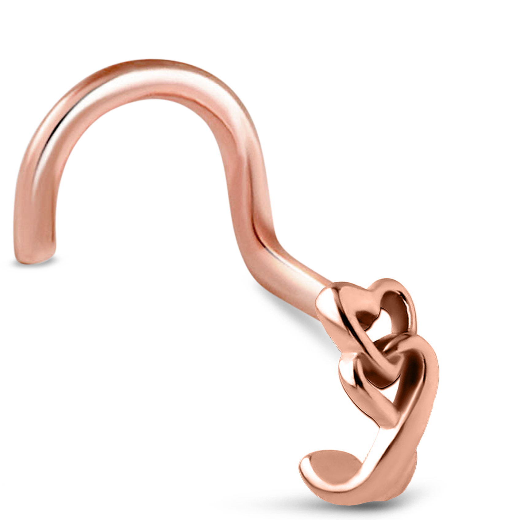 Linked Hearts Nose Hugger Stud 316L Surgical Steel 20G