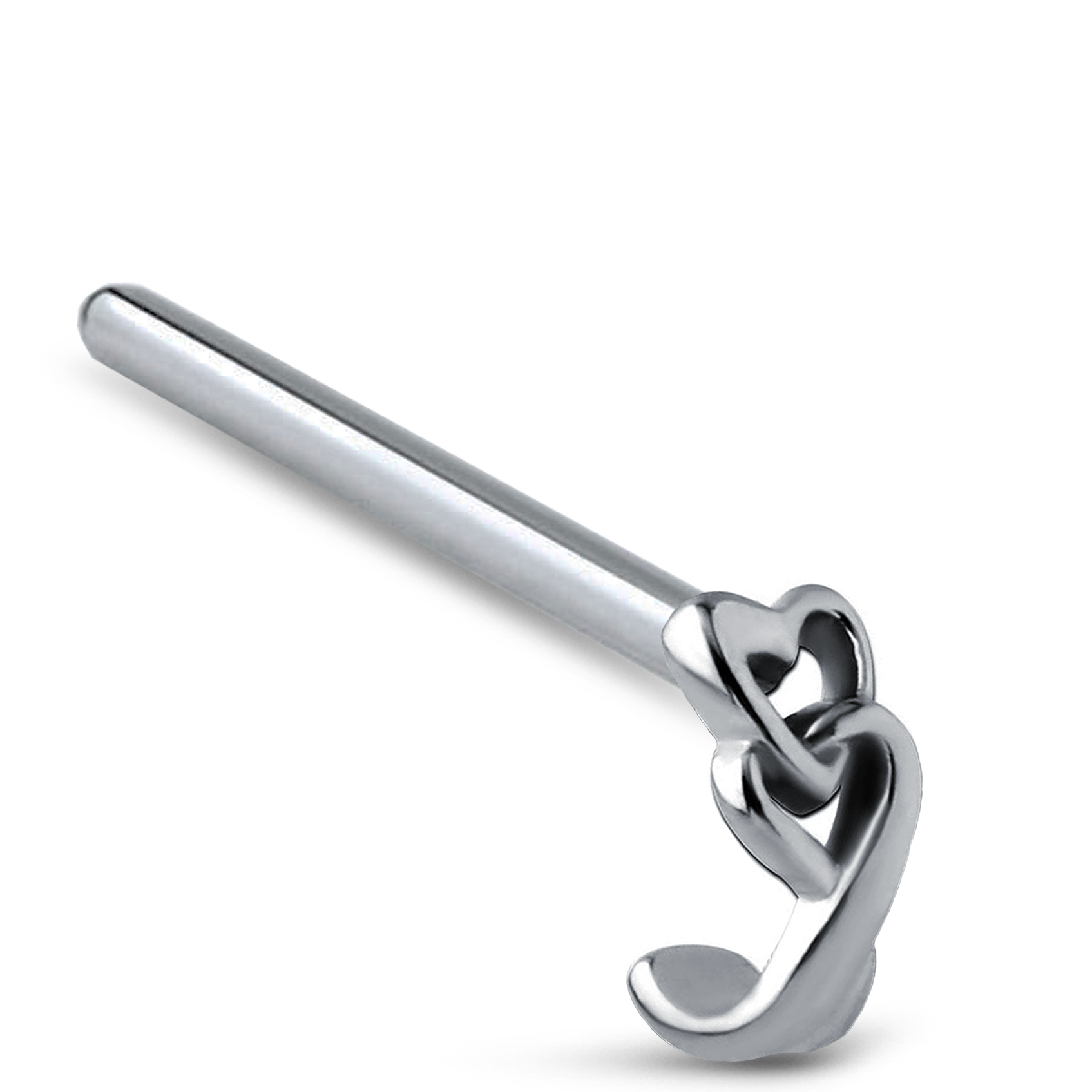 Linked Hearts Nose Hugger Stud 316L Surgical Steel 20G