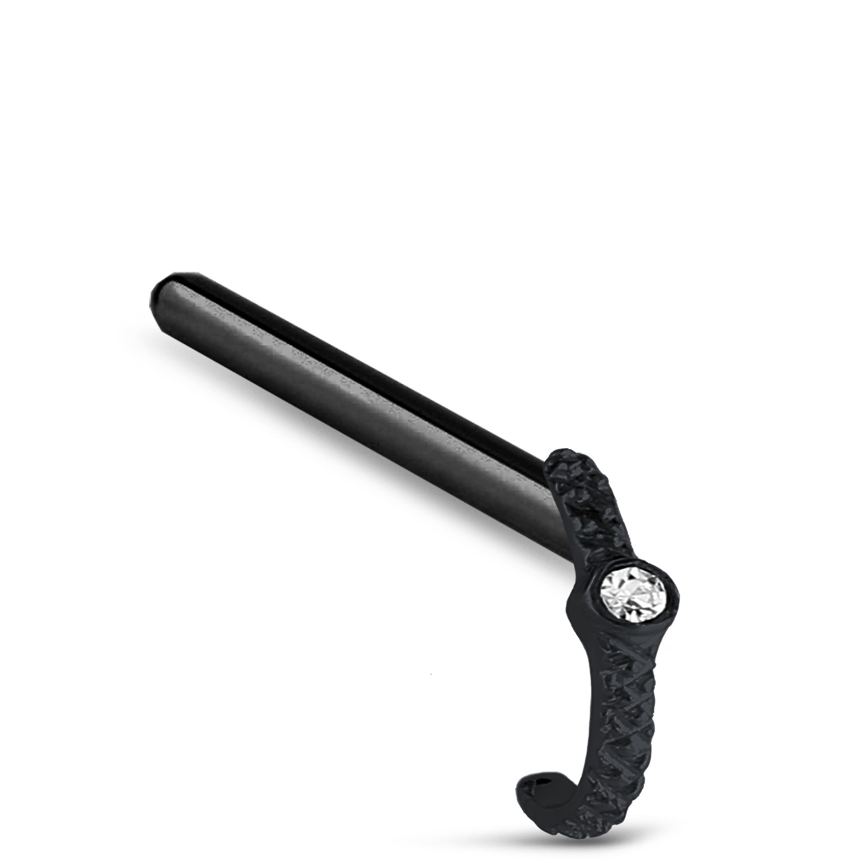 Single CZ Nose Hugger Stud Ring 316L Surgical Steel 20G