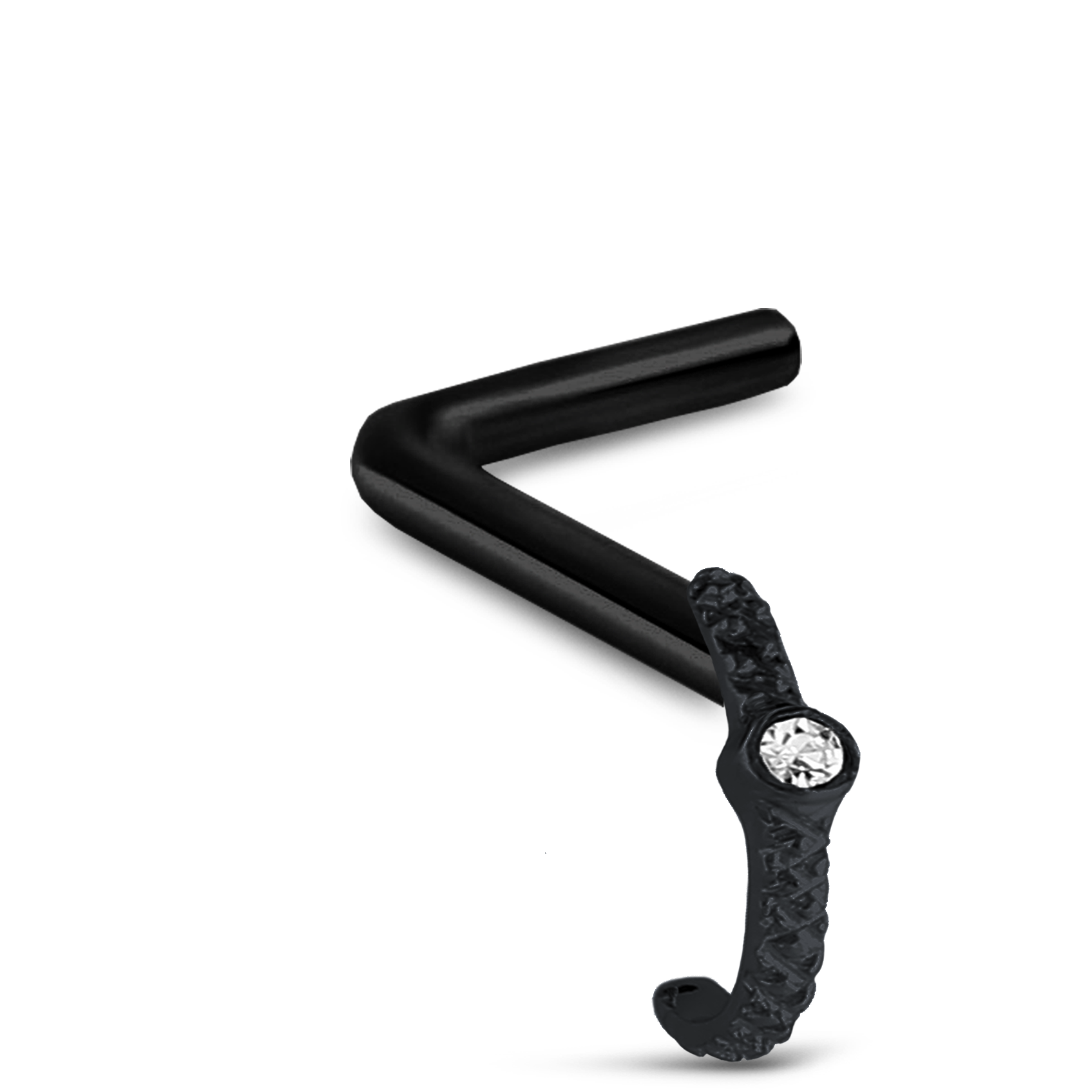 Single CZ Nose Hugger Stud Ring 316L Surgical Steel 20G