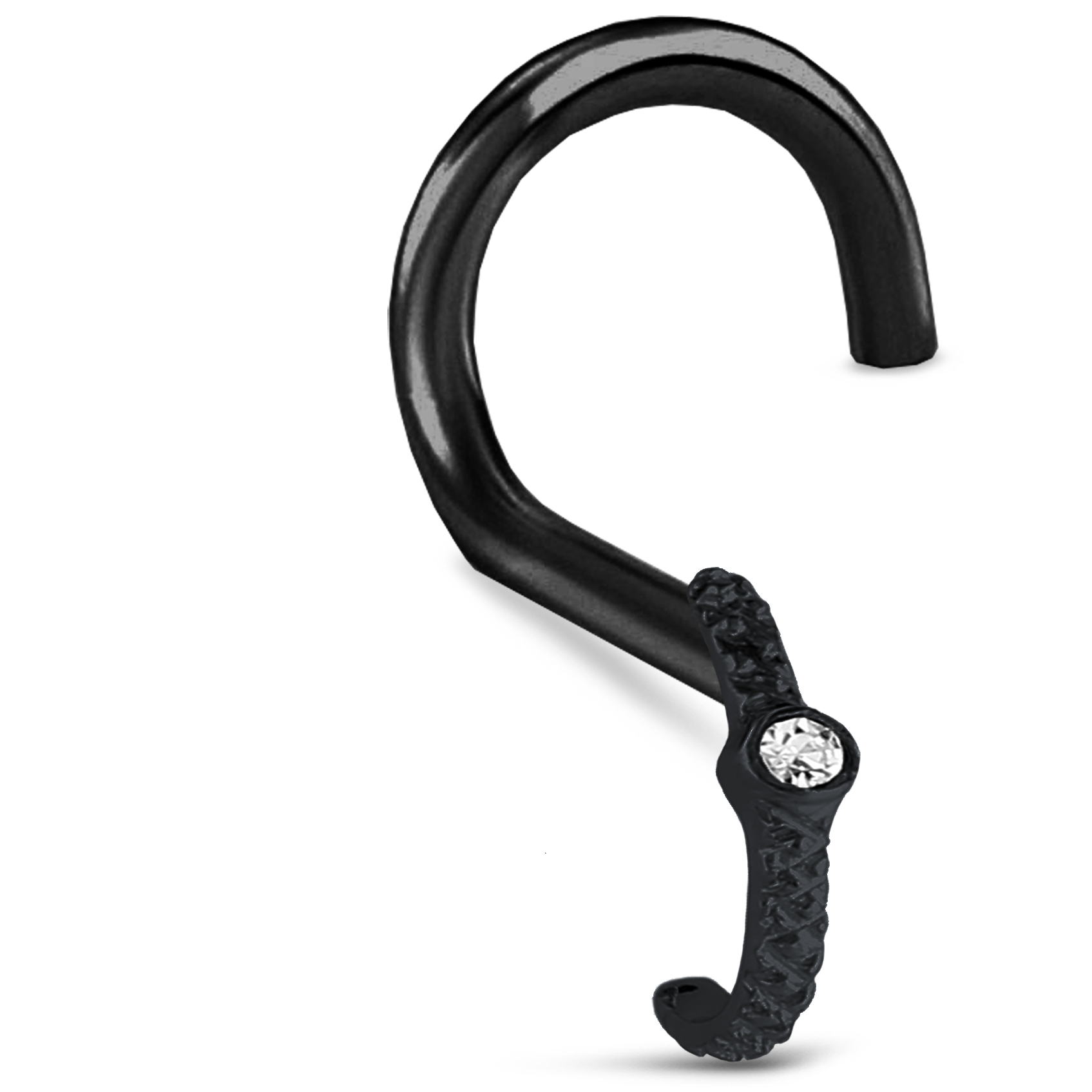 Single CZ Nose Hugger Stud Ring 316L Surgical Steel 20G