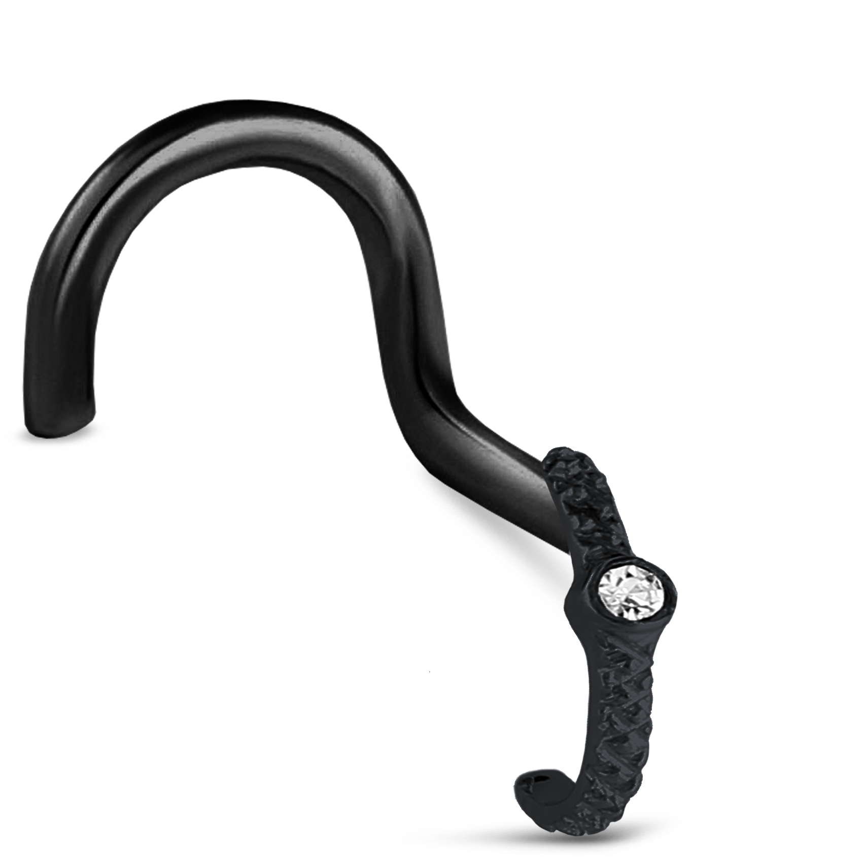 Single CZ Nose Hugger Stud Ring 316L Surgical Steel 20G