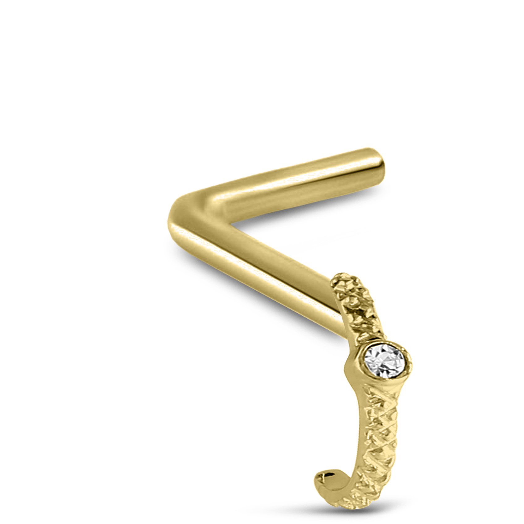 Single CZ Nose Hugger Stud Ring 316L Surgical Steel 20G