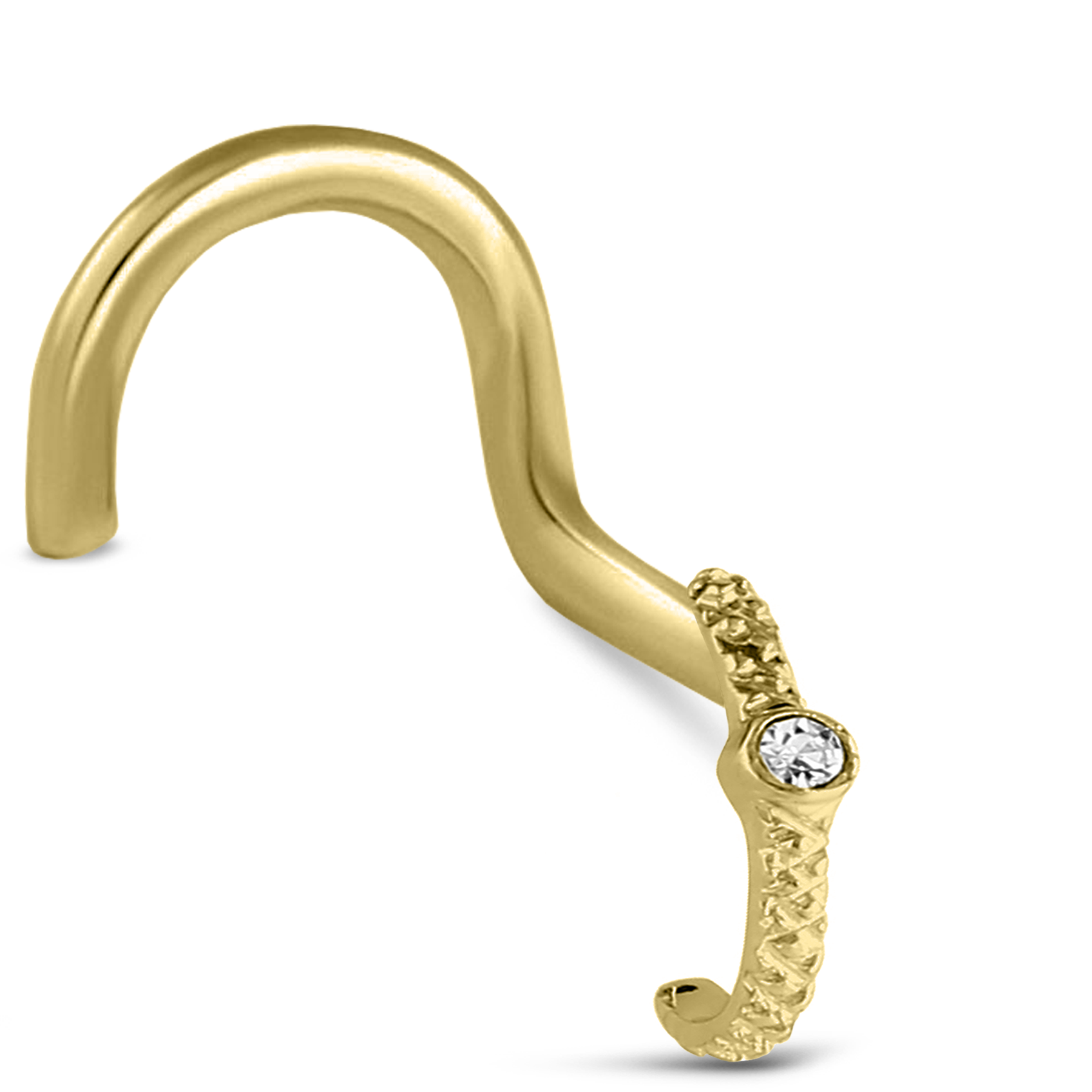 Single CZ Nose Hugger Stud Ring 316L Surgical Steel 20G