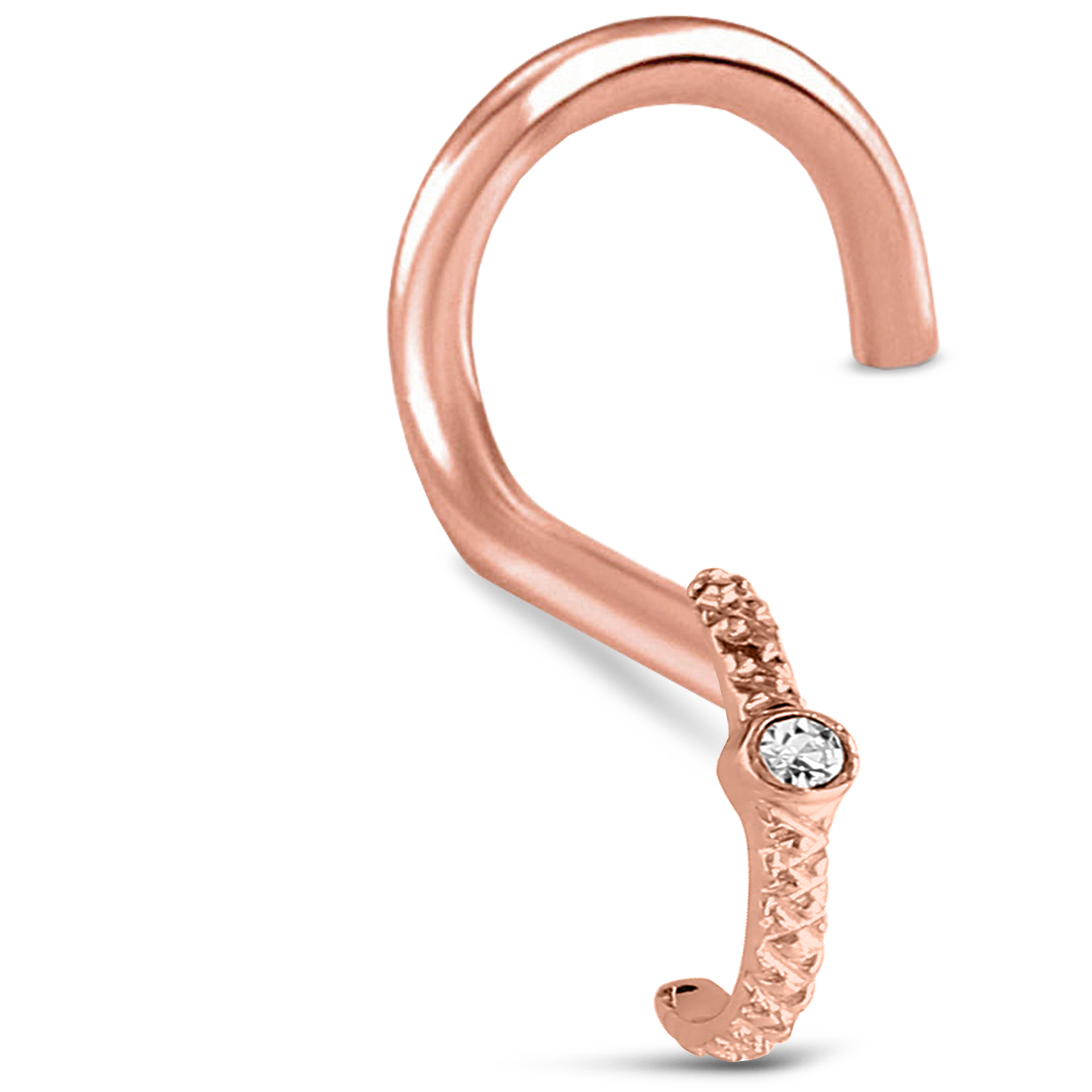 Single CZ Nose Hugger Stud Ring 316L Surgical Steel 20G