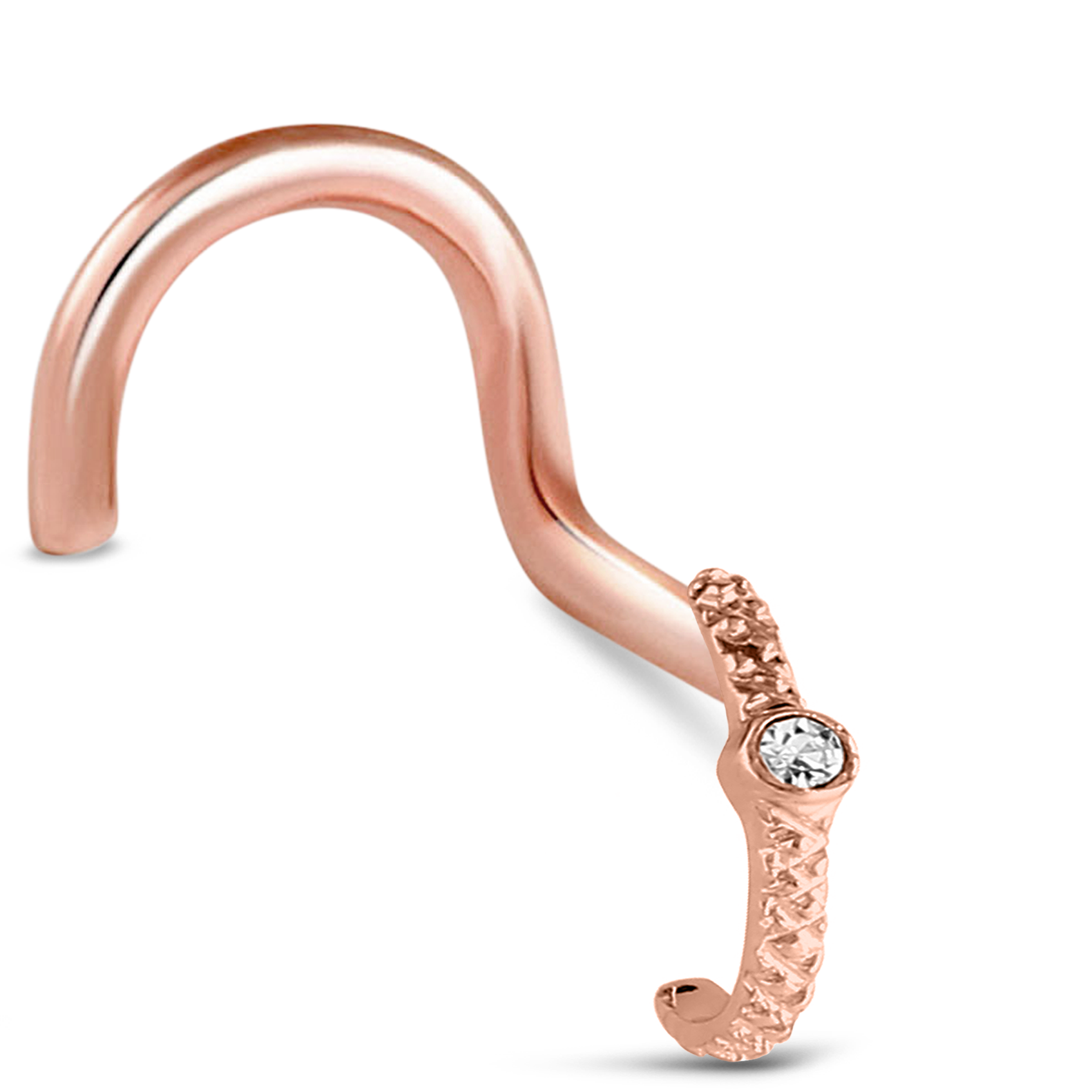 Single CZ Nose Hugger Stud Ring 316L Surgical Steel 20G