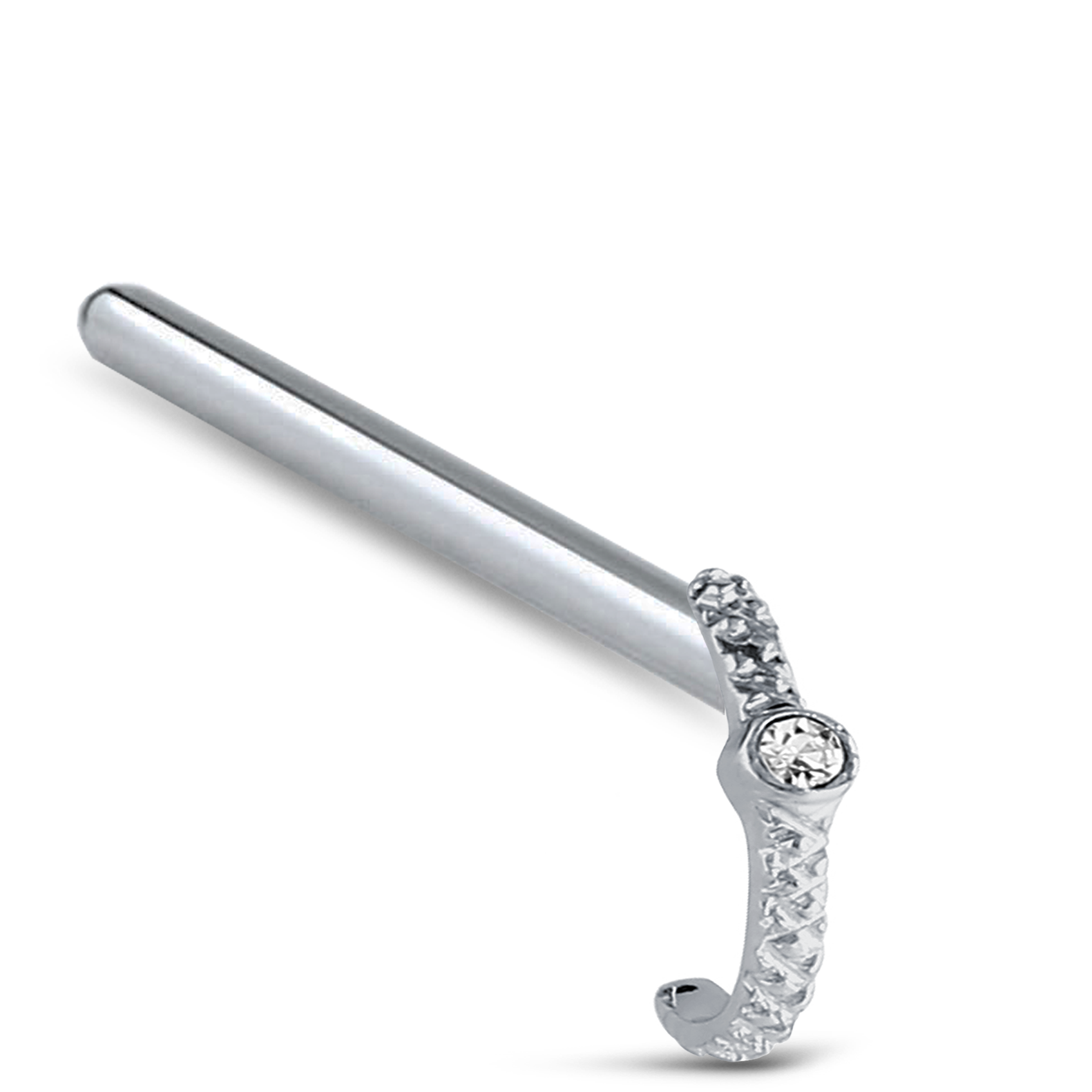 Single CZ Nose Hugger Stud Ring 316L Surgical Steel 20G