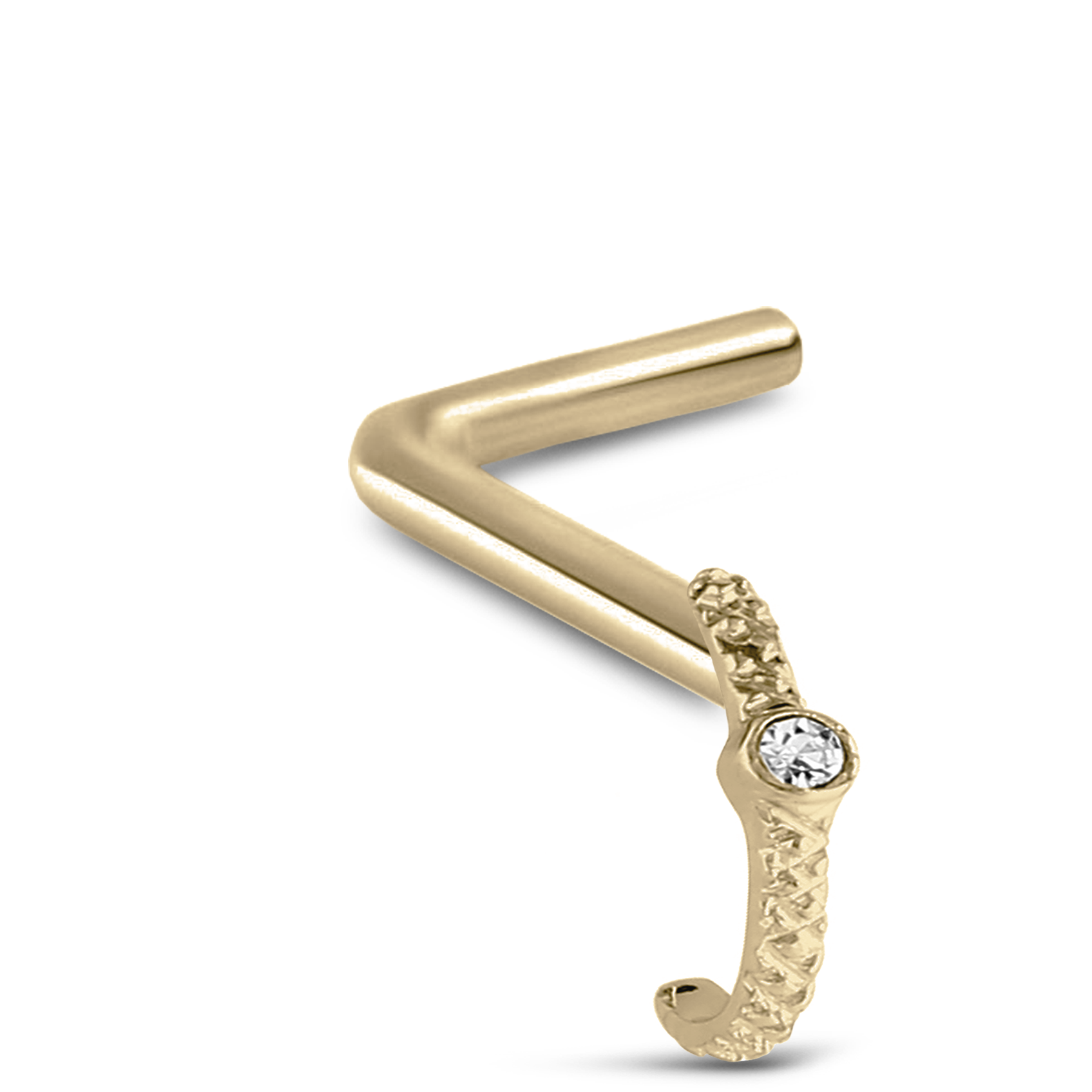 Single CZ Nose Hugger Stud Ring 316L Surgical Steel 20G