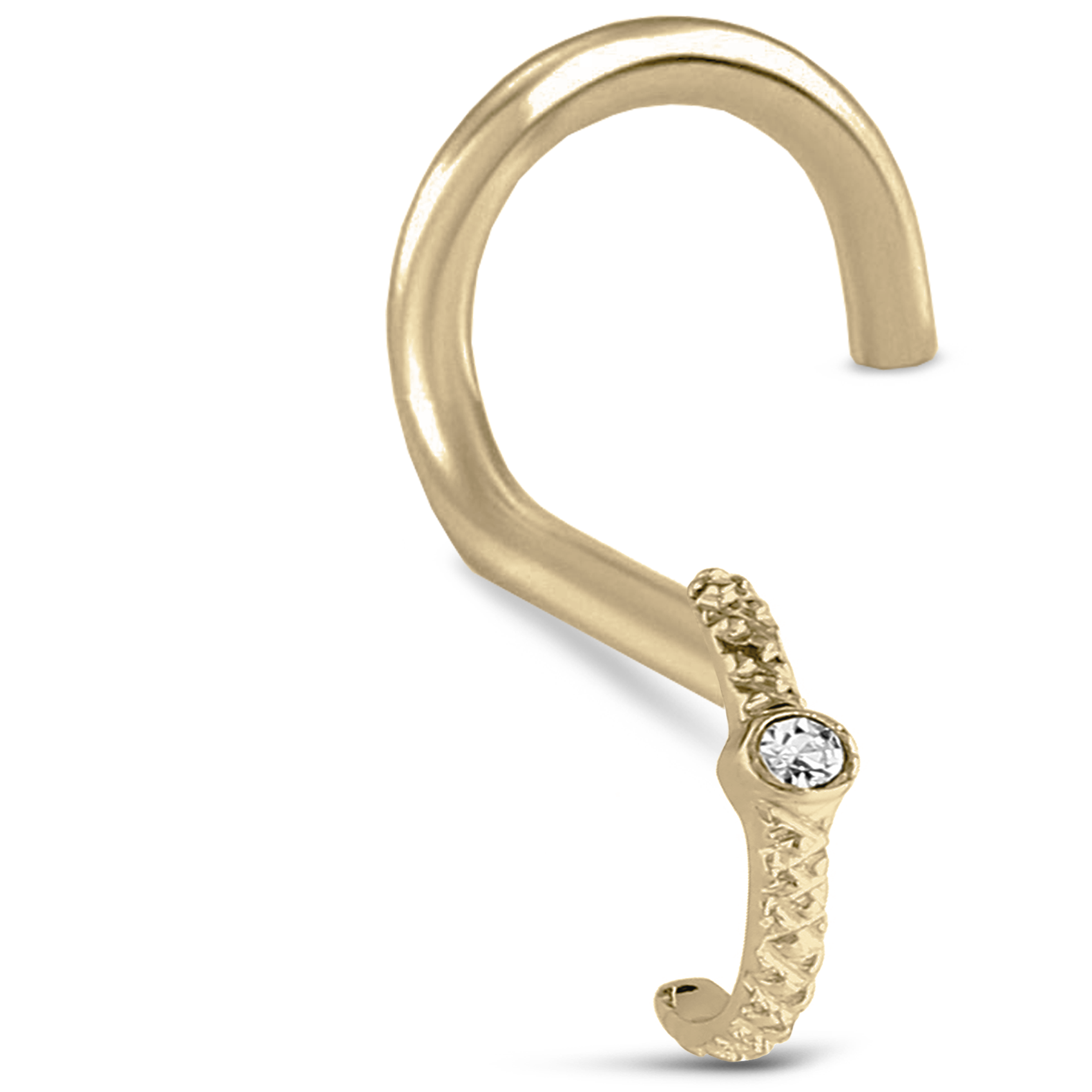 Single CZ Nose Hugger Stud Ring 316L Surgical Steel 20G