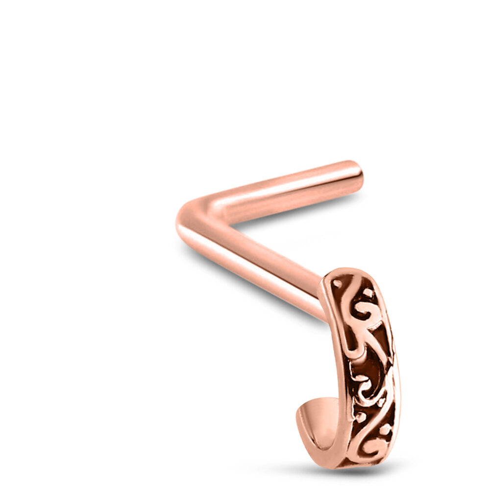 Tribal Nose Hugger Rose Gold 316L Surgical Steel 20G