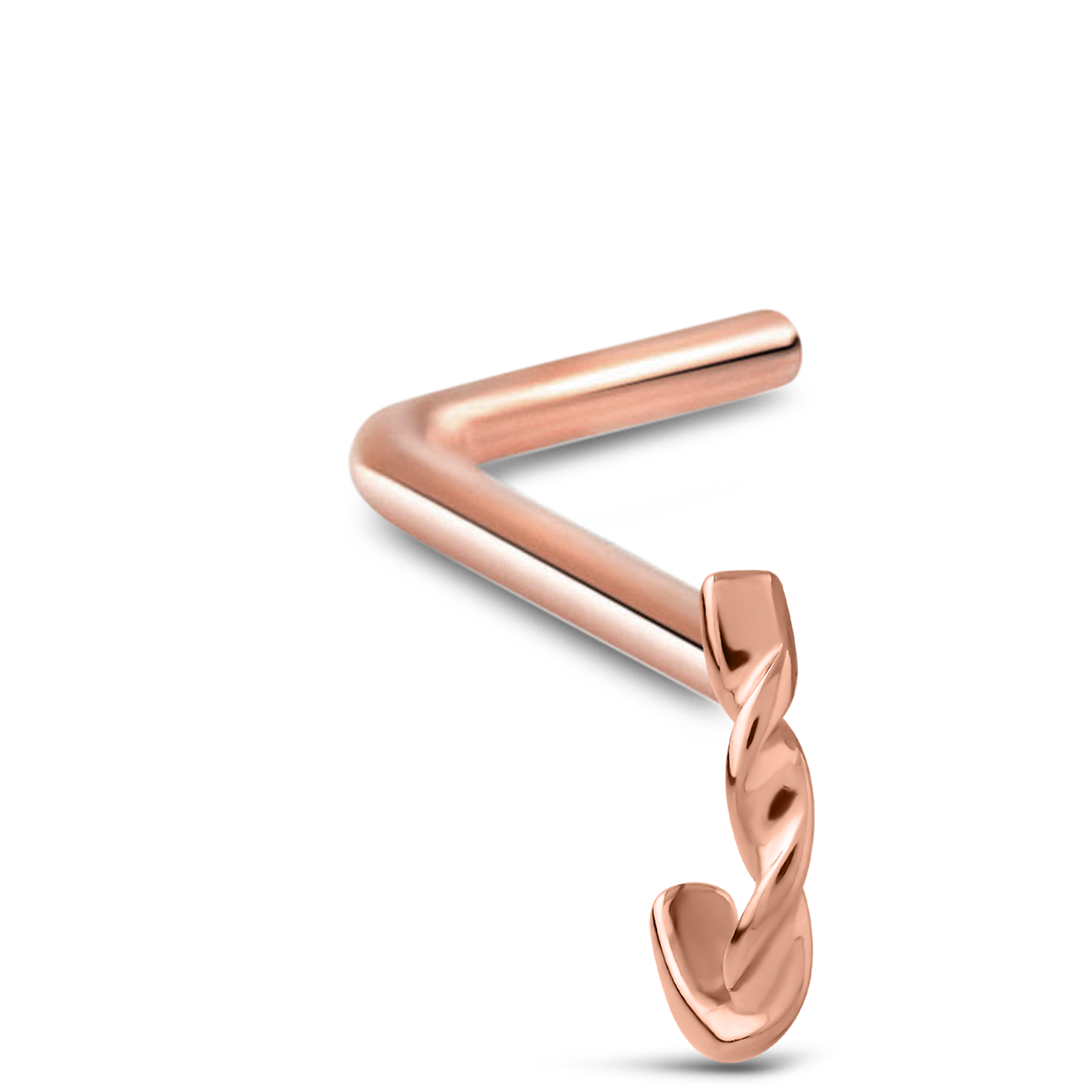 Double Twist Nose Hugger Stud Ring 316L Surgical Steel 20G