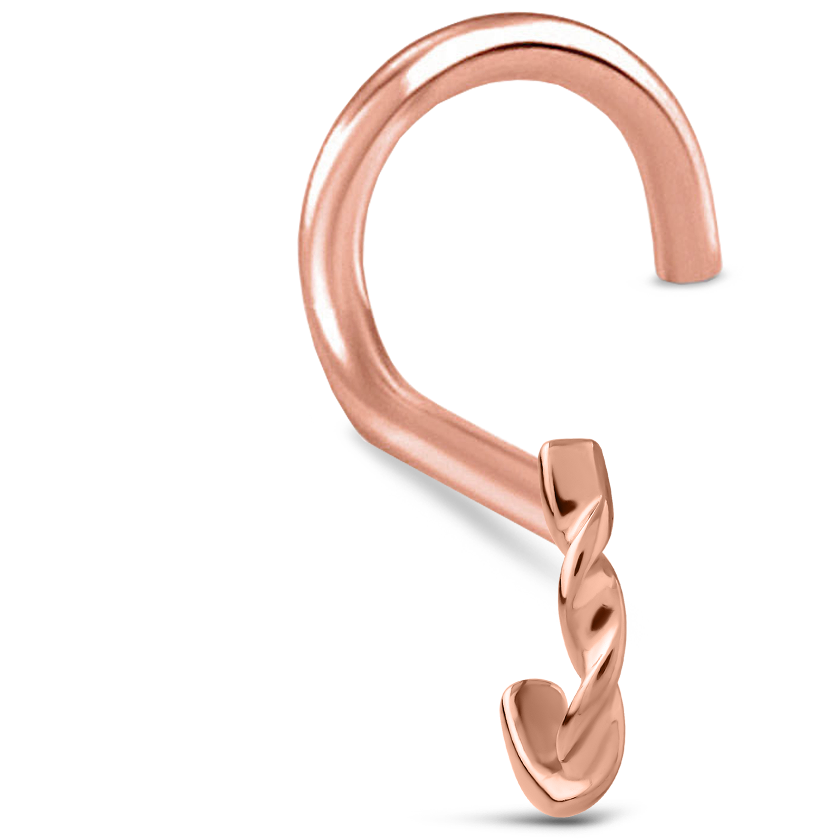 Double Twist Nose Hugger Stud Ring 316L Surgical Steel 20G