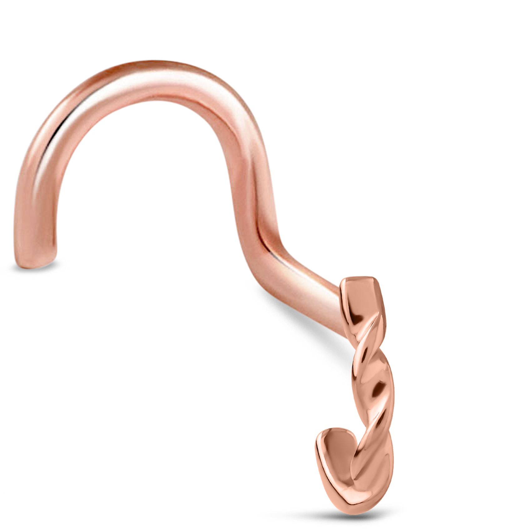 Double Twist Nose Hugger Stud Ring 316L Surgical Steel 20G