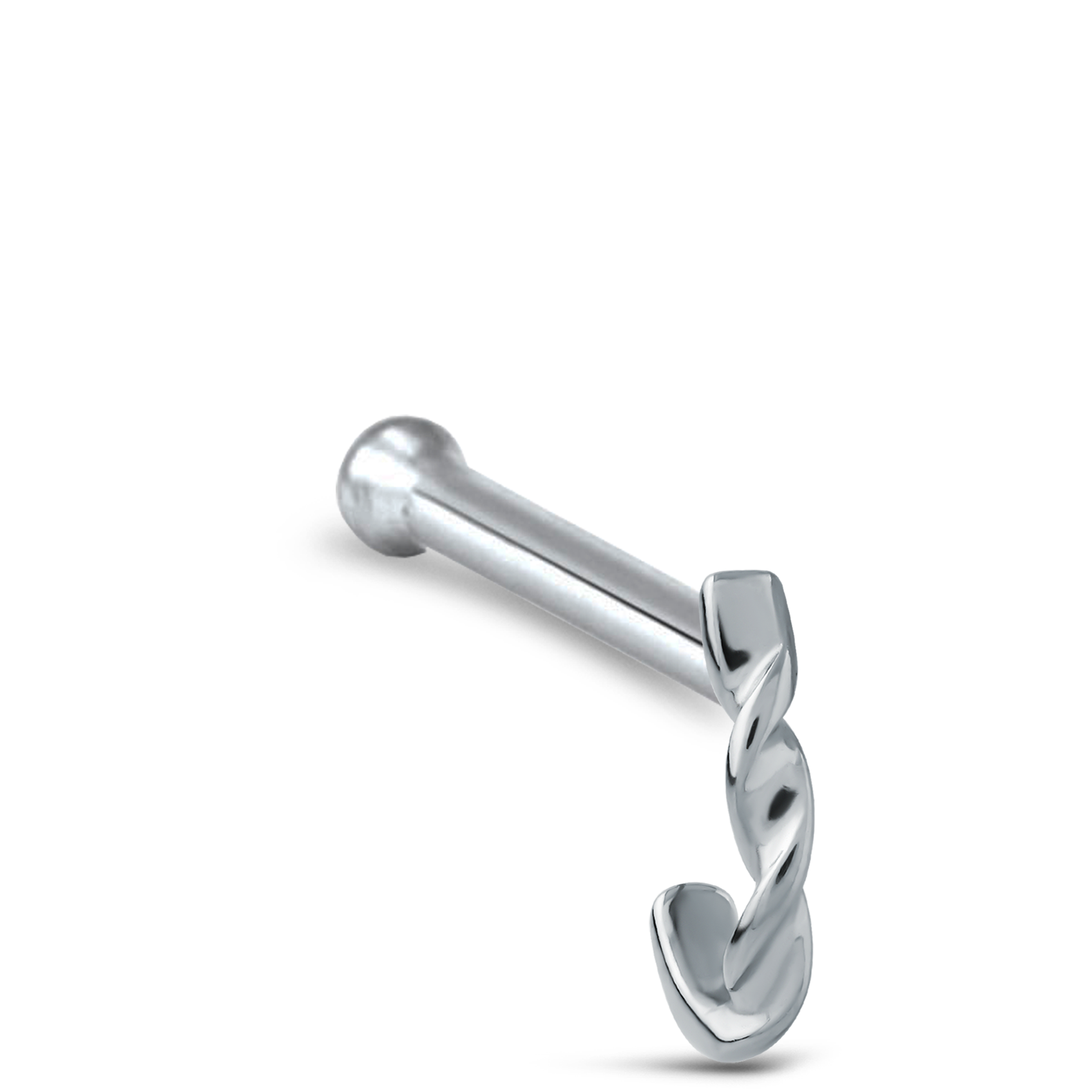 Double Twist Nose Hugger Stud Ring 316L Surgical Steel 20G