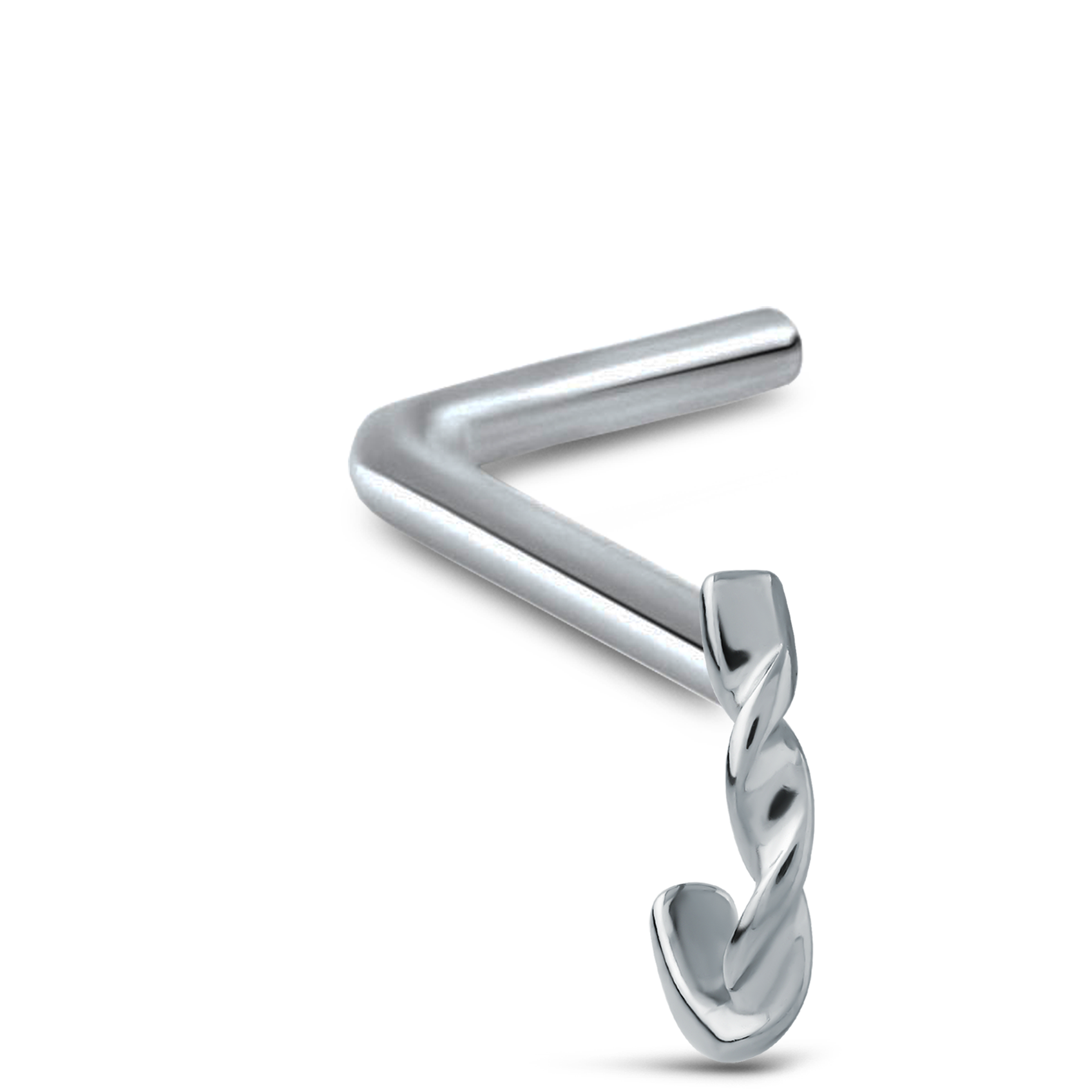 Double Twist Nose Hugger Stud Ring 316L Surgical Steel 20G