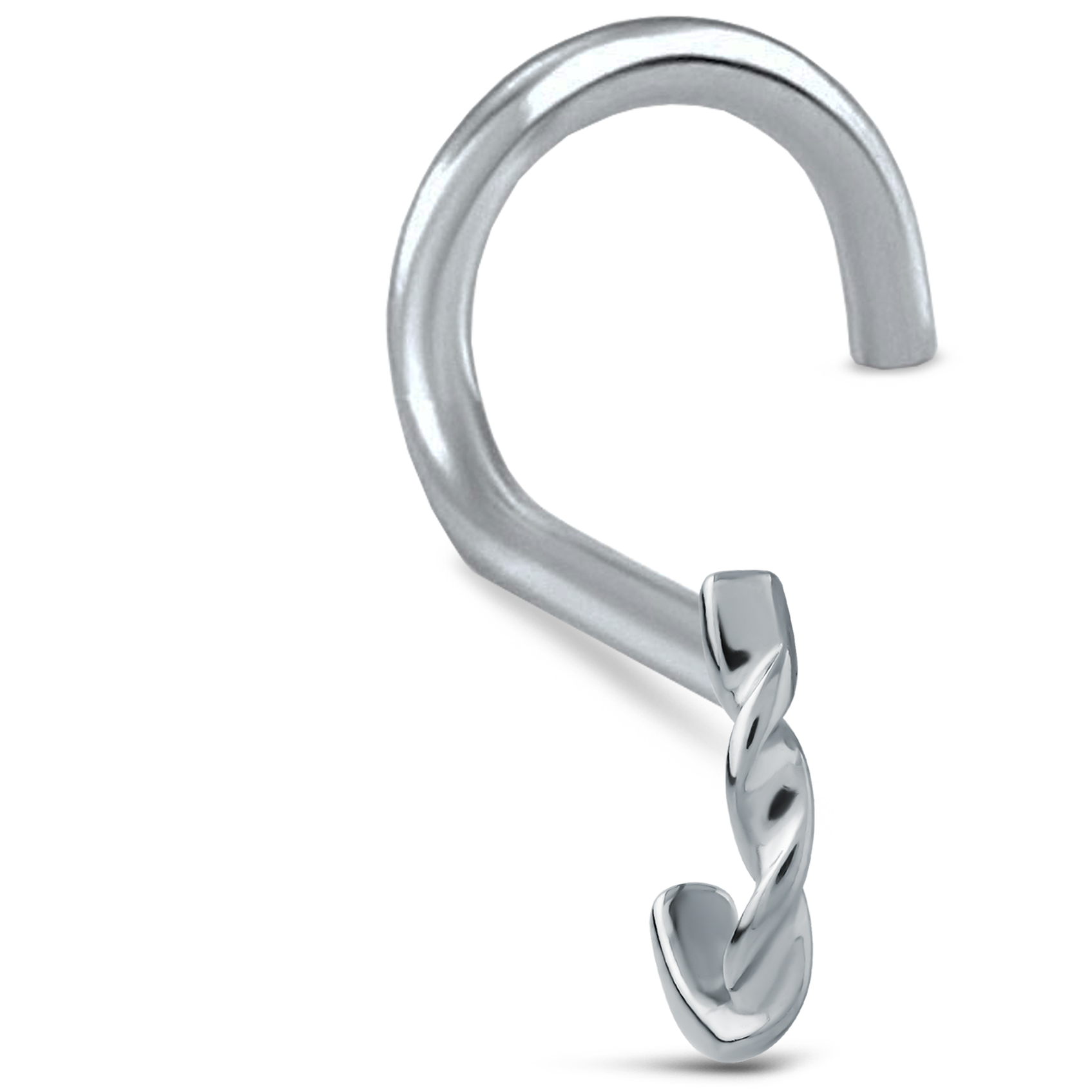Double Twist Nose Hugger Stud Ring 316L Surgical Steel 20G