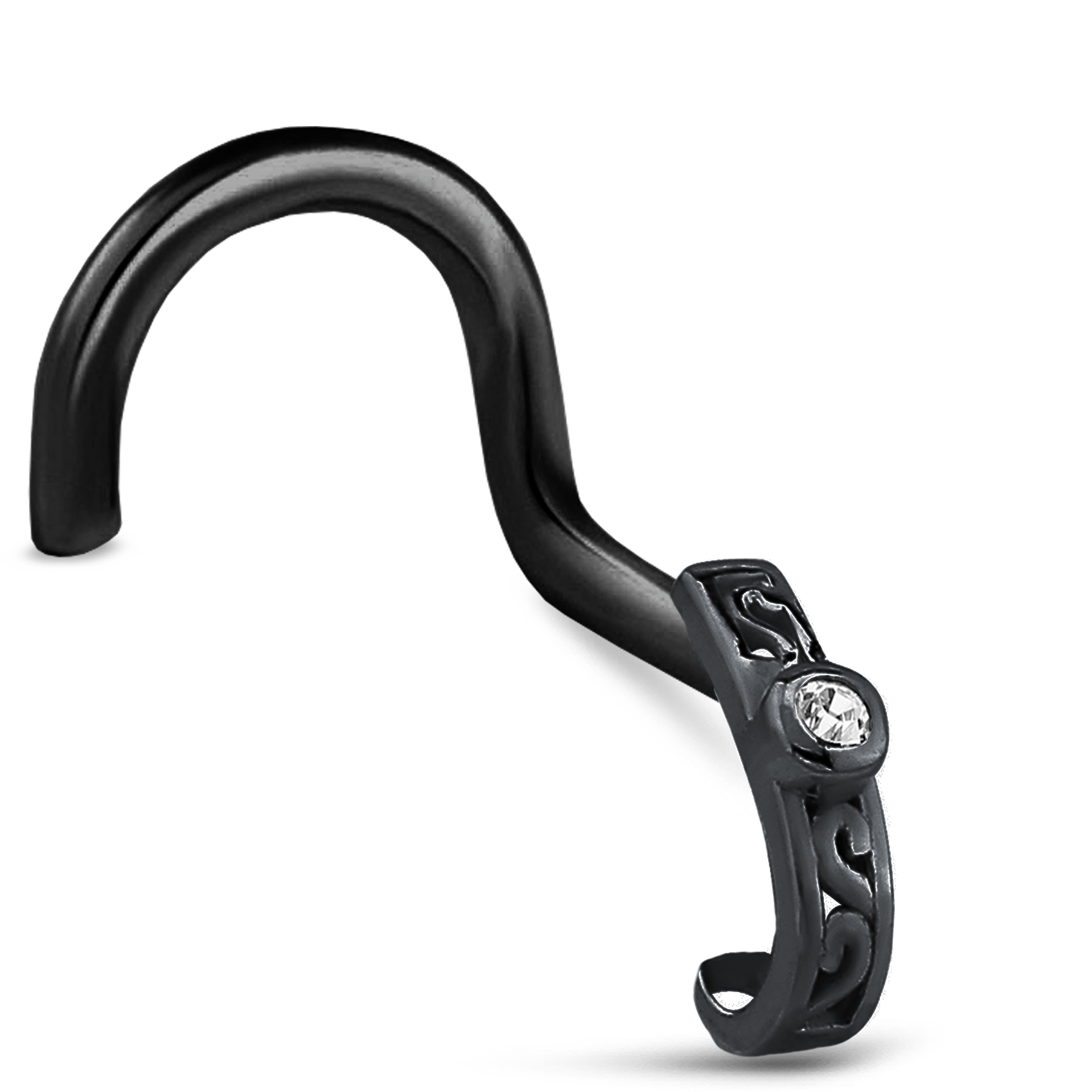 Tribal CZ Nose Hugger Stud Ring 316L Surgical Steel 20G