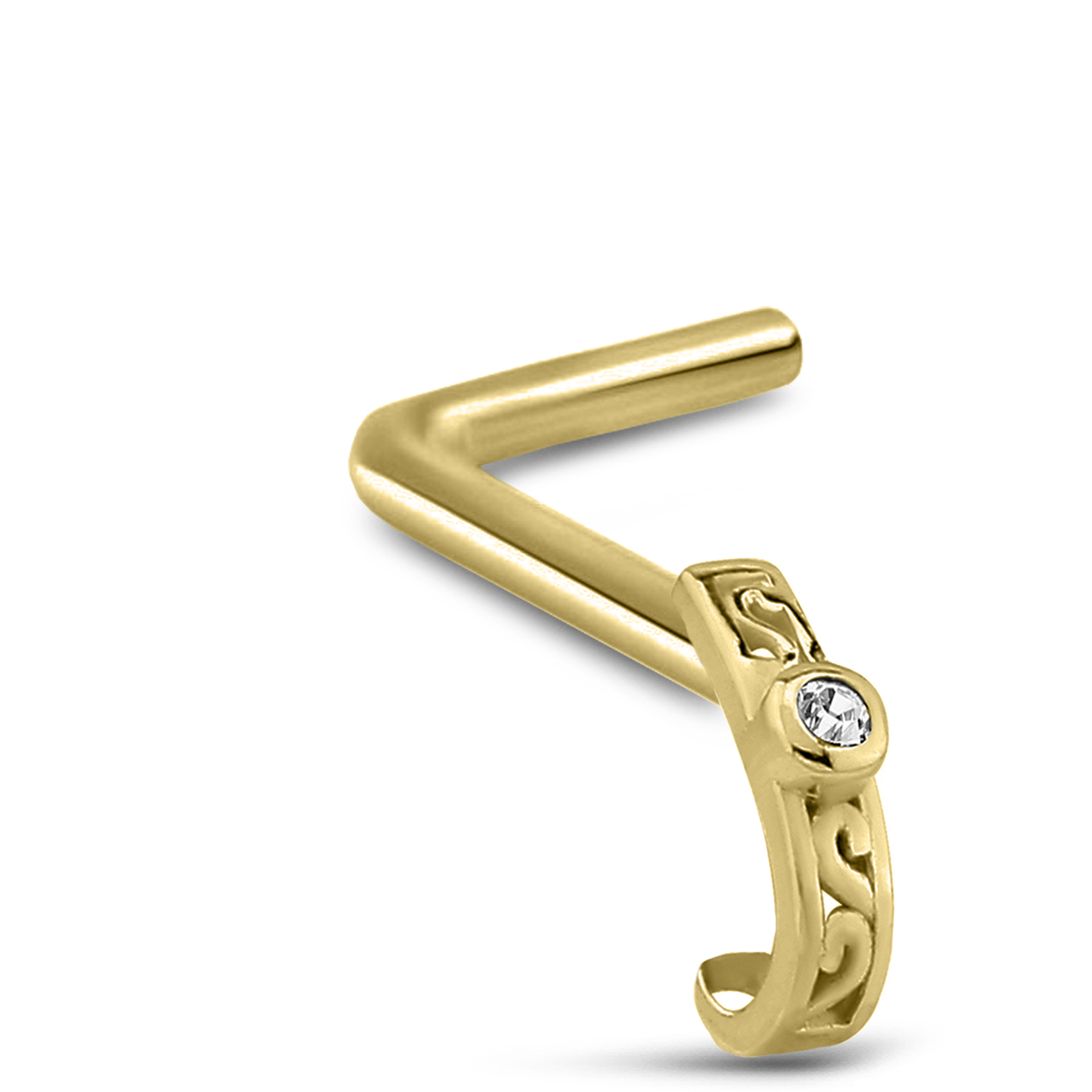 Tribal CZ Nose Hugger Stud Ring 316L Surgical Steel 20G