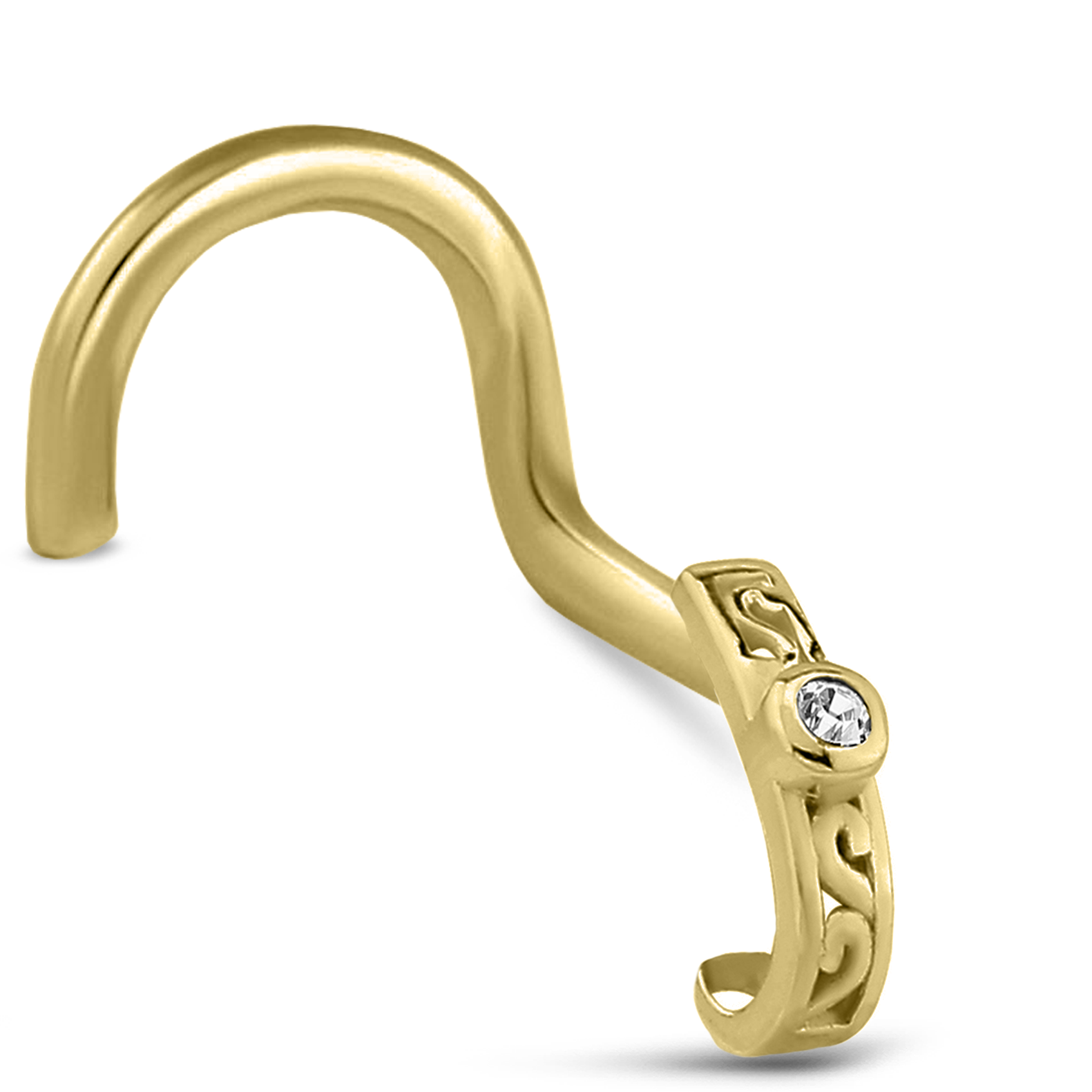 Tribal CZ Nose Hugger Stud Ring 316L Surgical Steel 20G