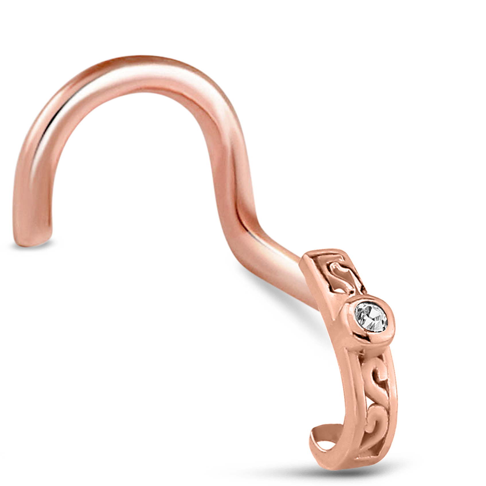 Tribal CZ Nose Hugger Stud Ring 316L Surgical Steel 20G