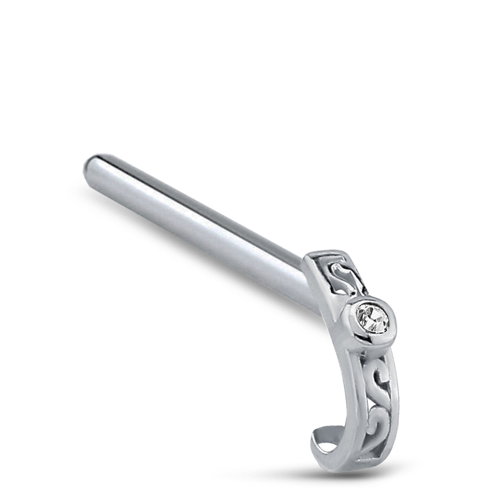 Tribal CZ Nose Hugger Stud Ring 316L Surgical Steel 20G