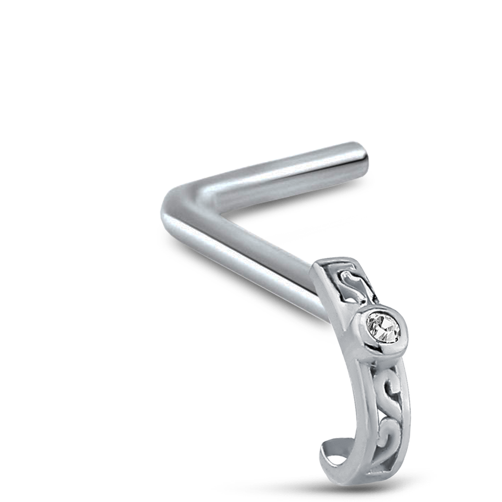 Tribal CZ Nose Hugger Stud Ring 316L Surgical Steel 20G