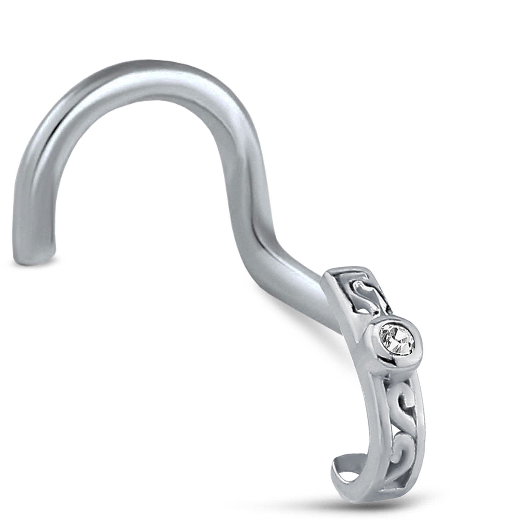 Tribal CZ Nose Hugger Stud Ring 316L Surgical Steel 20G