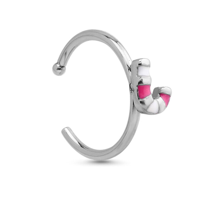 surgical steel open nose hoop featuring a stocking design