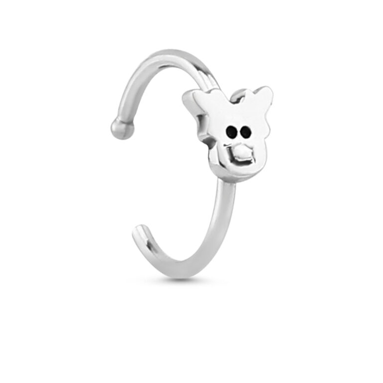 surgical steel open nose hoop featuring a reindeer design