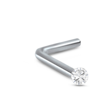 Surgical Steel Glued Nose Stud L Bend with clear 1.5mm Stone