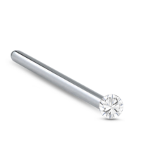 Surgical Steel Glued Nose Stud Straight Straight with clear 1.5mm Stone